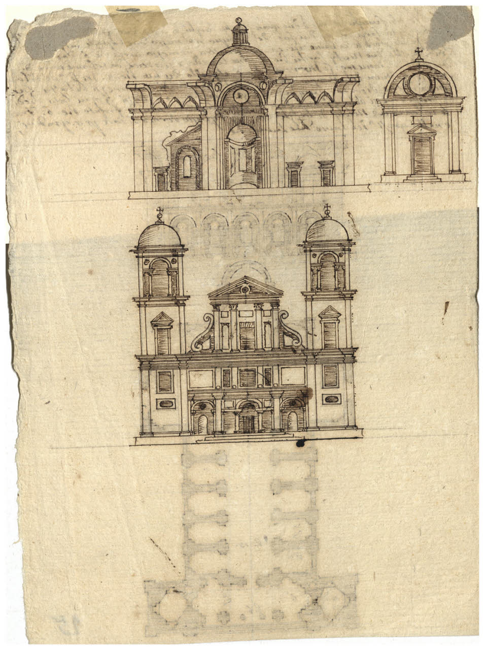 Prospetto e sezione trasversale (disegno) di Coldiroli, Antonio Maria ((?)) (sec. XVIII)