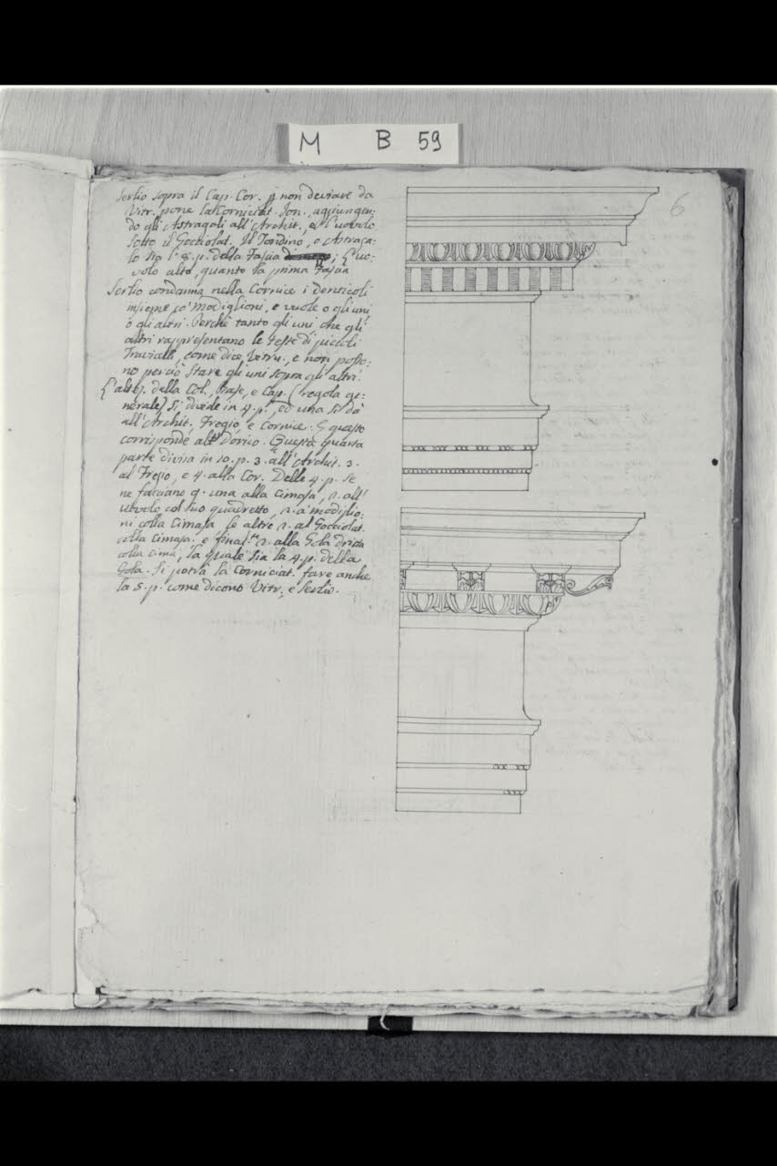 Studio di due modanature (disegno) di Coldiroli, Antonio Maria (seconda metà sec. XVIII)