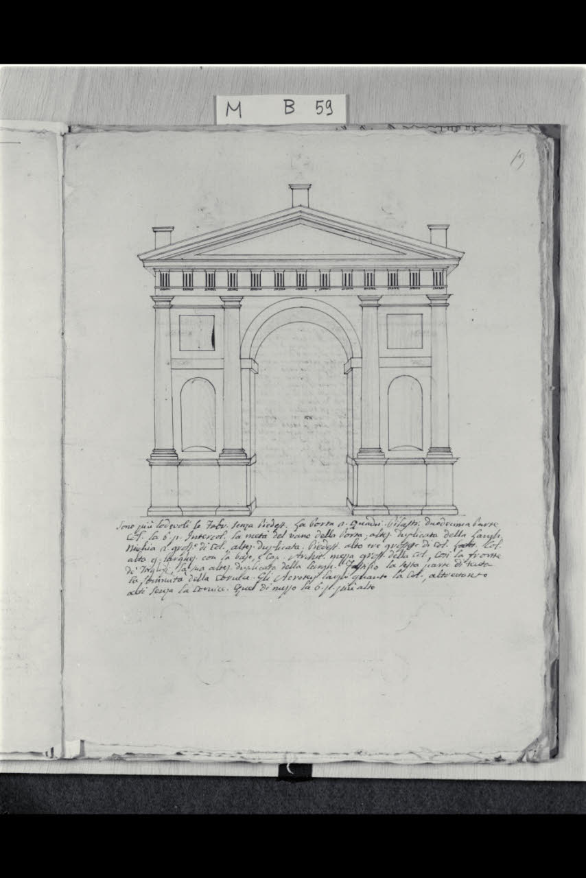 Prospetto di un arco trionfale (disegno) di Coldiroli, Antonio Maria (seconda metà sec. XVIII)