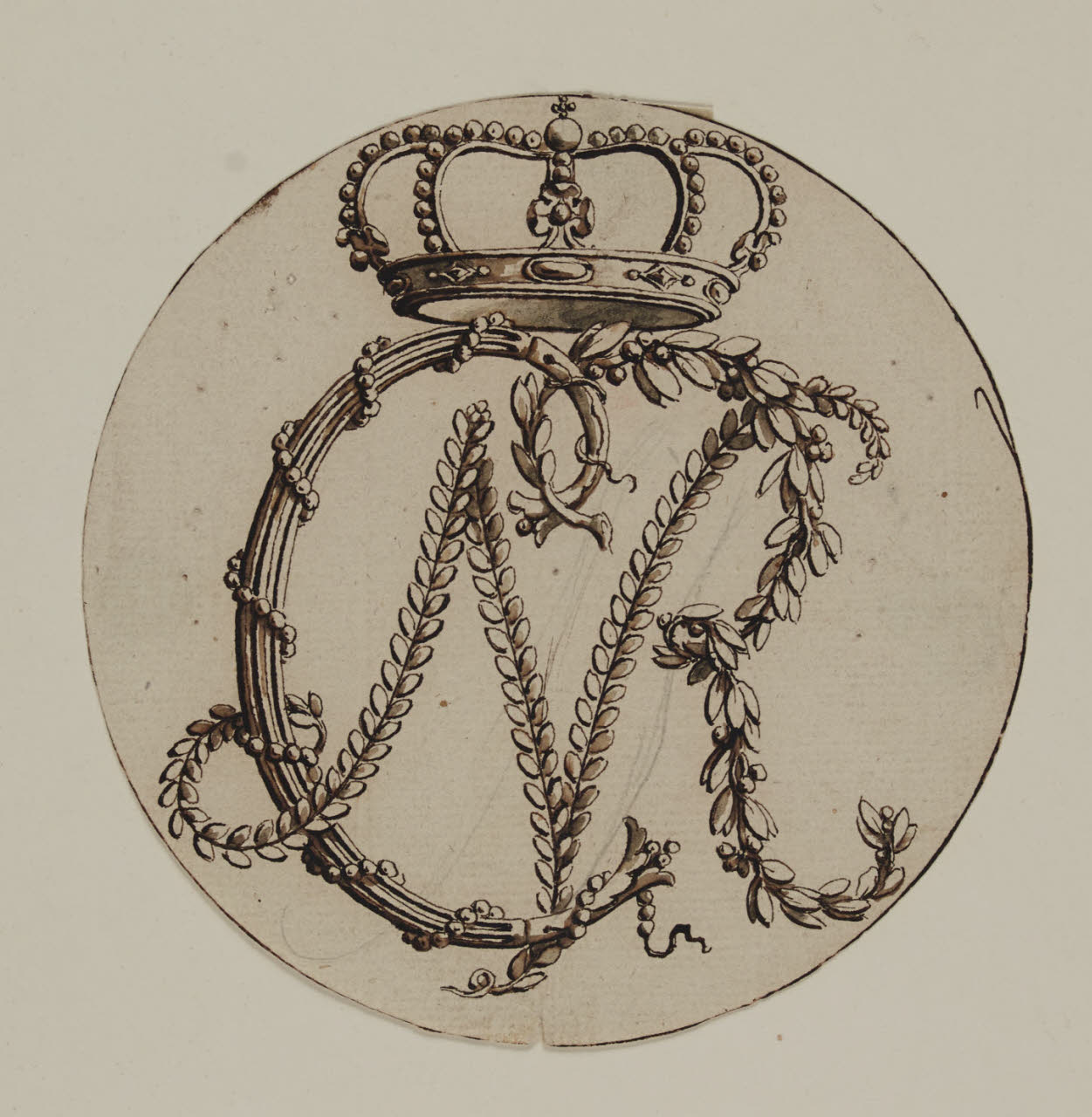 Monogramma CNR sormontato da una corona (disegno) di Levati, Giuseppe (secc. XVIII/ XIX)