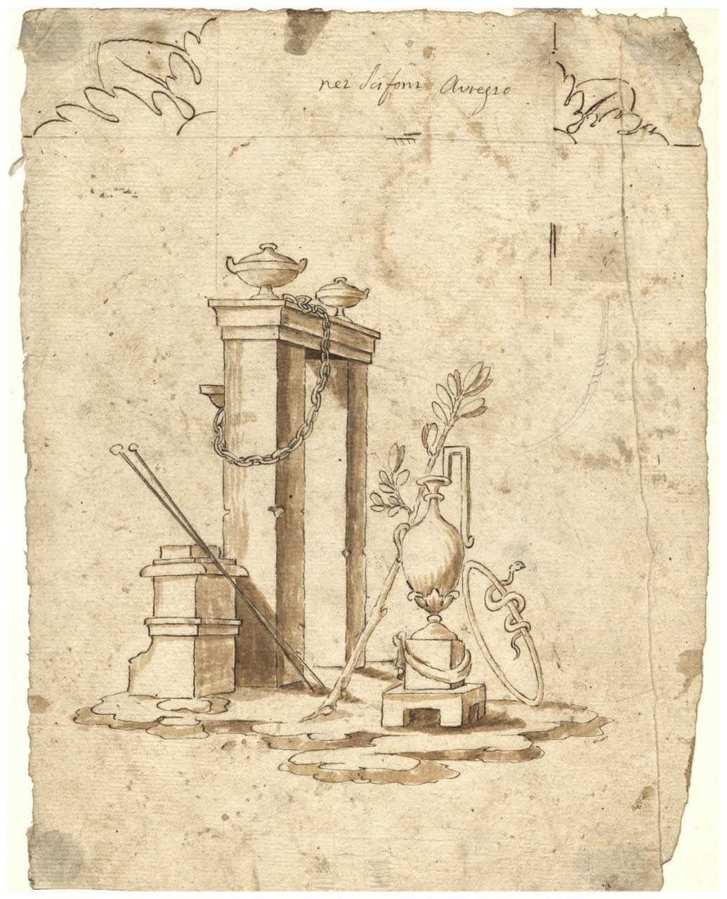 Copia da un'antica pittura ercolanense (disegno) di Maggiolini (bottega) (secc. XVIII/ XIX)