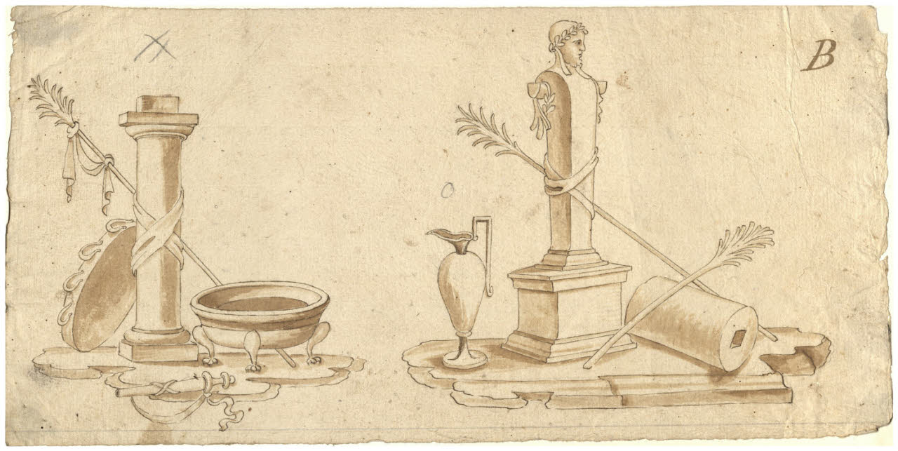 Composizione decorative per intarsio (disegno) di Maggiolini (bottega) (secc. XVIII/ XIX)