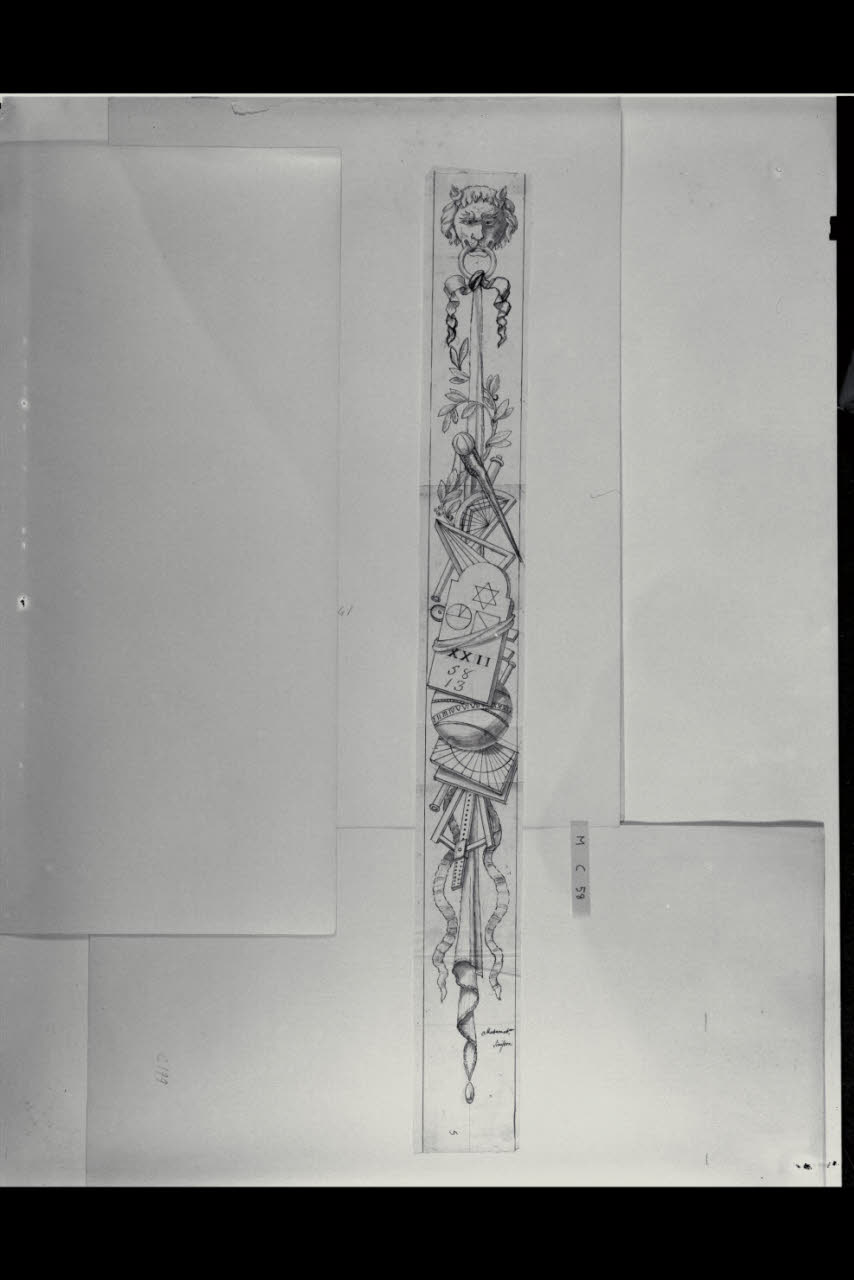 Trofeo con attributi della Matematica (disegno) di Maggiolini (bottega) (secc. XVIII/ XIX)