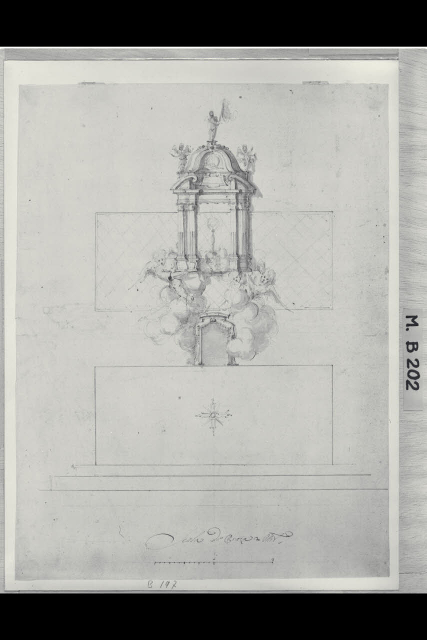 Progetto di ciborio o baldacchino (disegno) - Ambito italiano (sec. XVII)