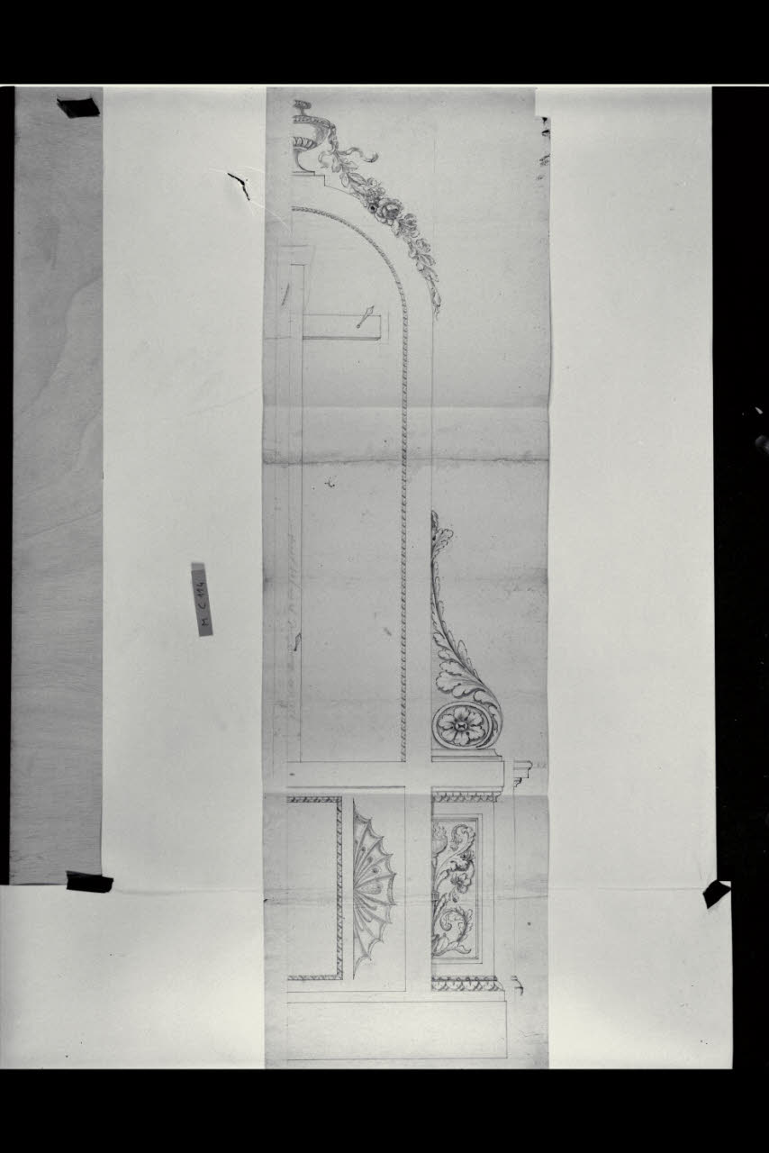 Progetto per l'alzata di un inginocchiatoio (disegno) di Maggiolini (bottega) (secc. XVIII/ XIX)