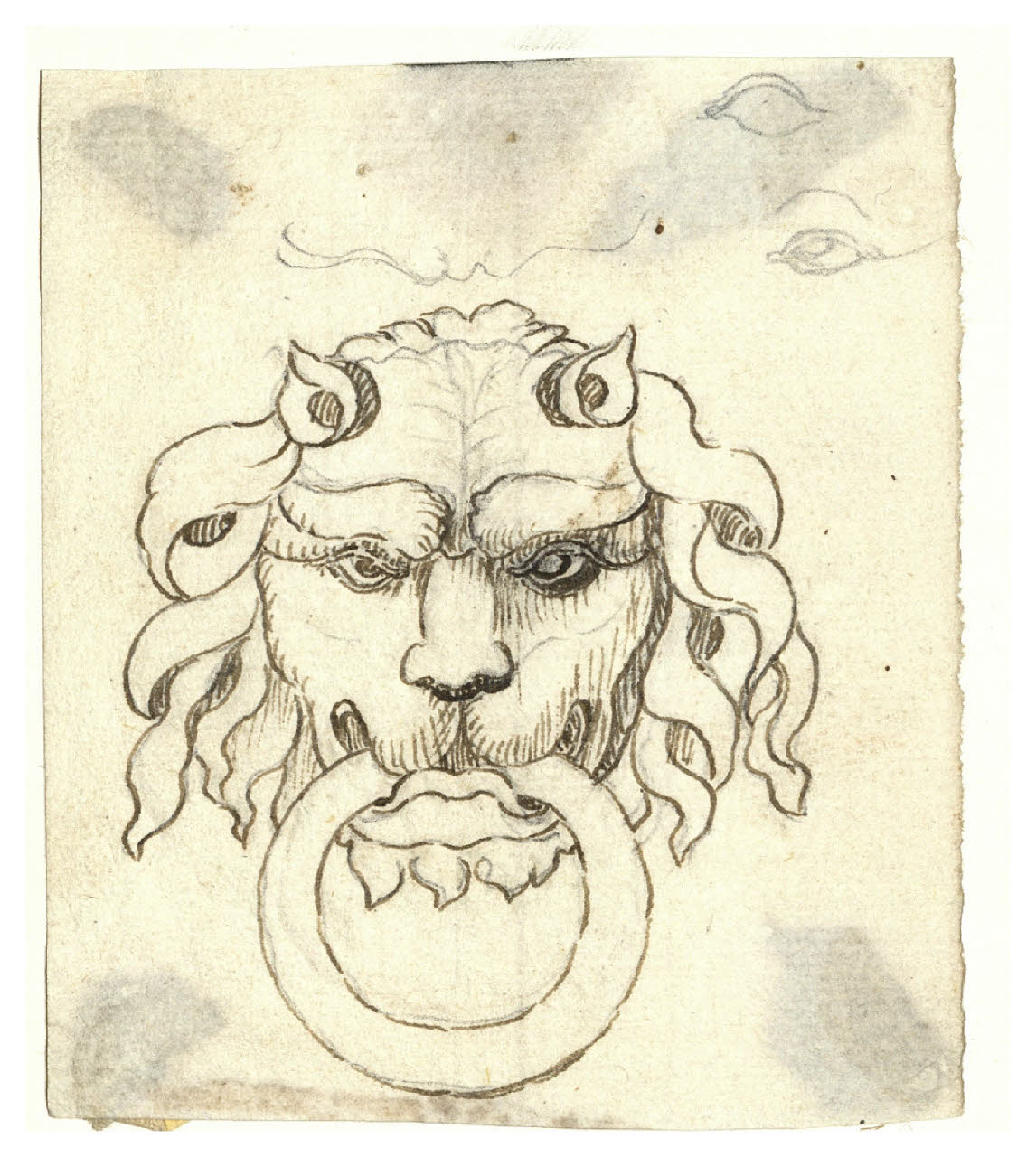 Testa di leone con anello in bocca (disegno) di Maggiolini (bottega) (secc. XVIII/ XIX)