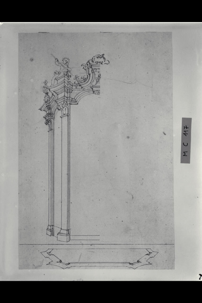 Alzato e pianta di un portale a padiglione (disegno) di Maggiolini (bottega) (secc. XVIII/ XIX)