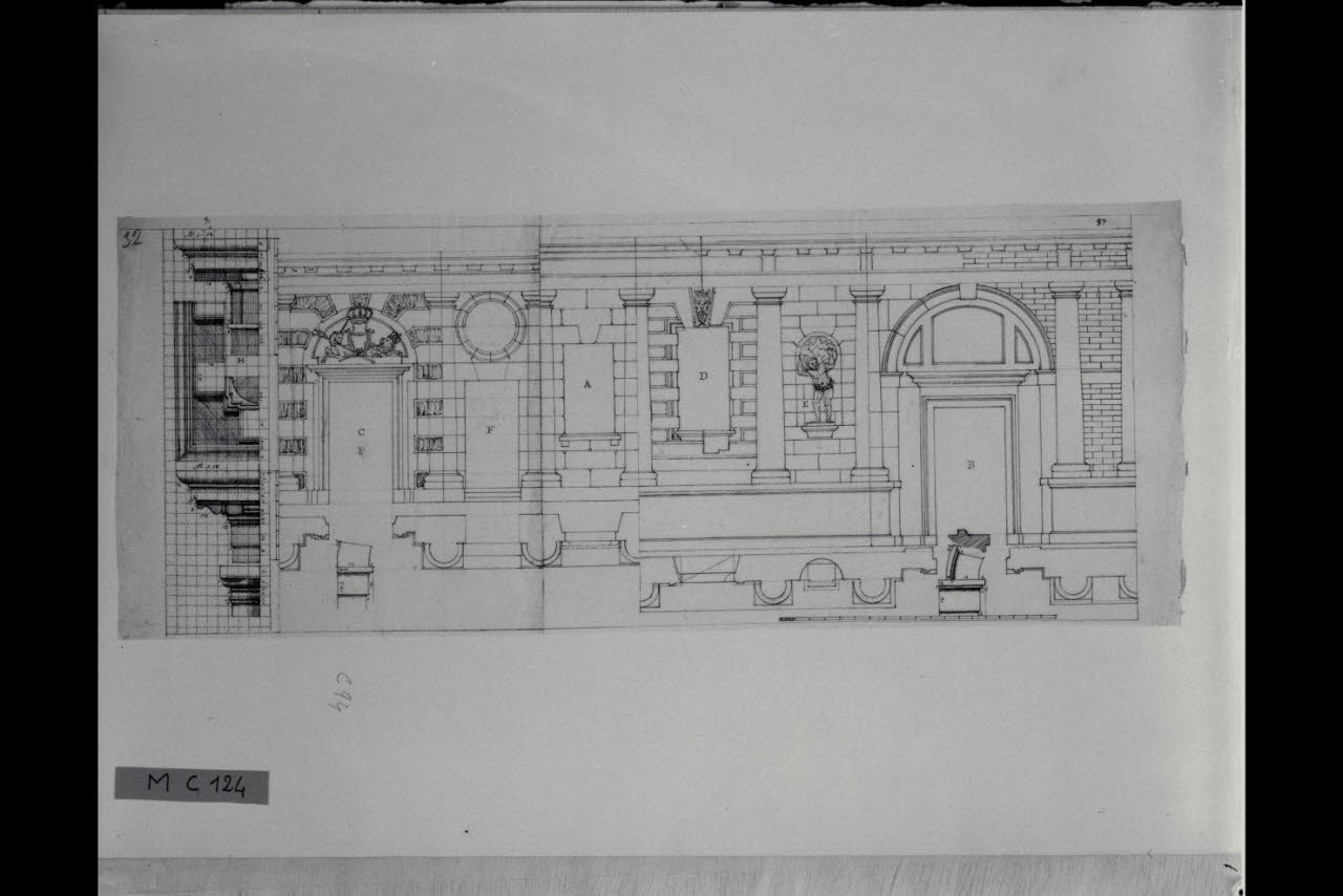 Studi di partiti di facciate con sezioni (disegno) di Maggiolini (bottega) (secc. XVIII/ XIX)
