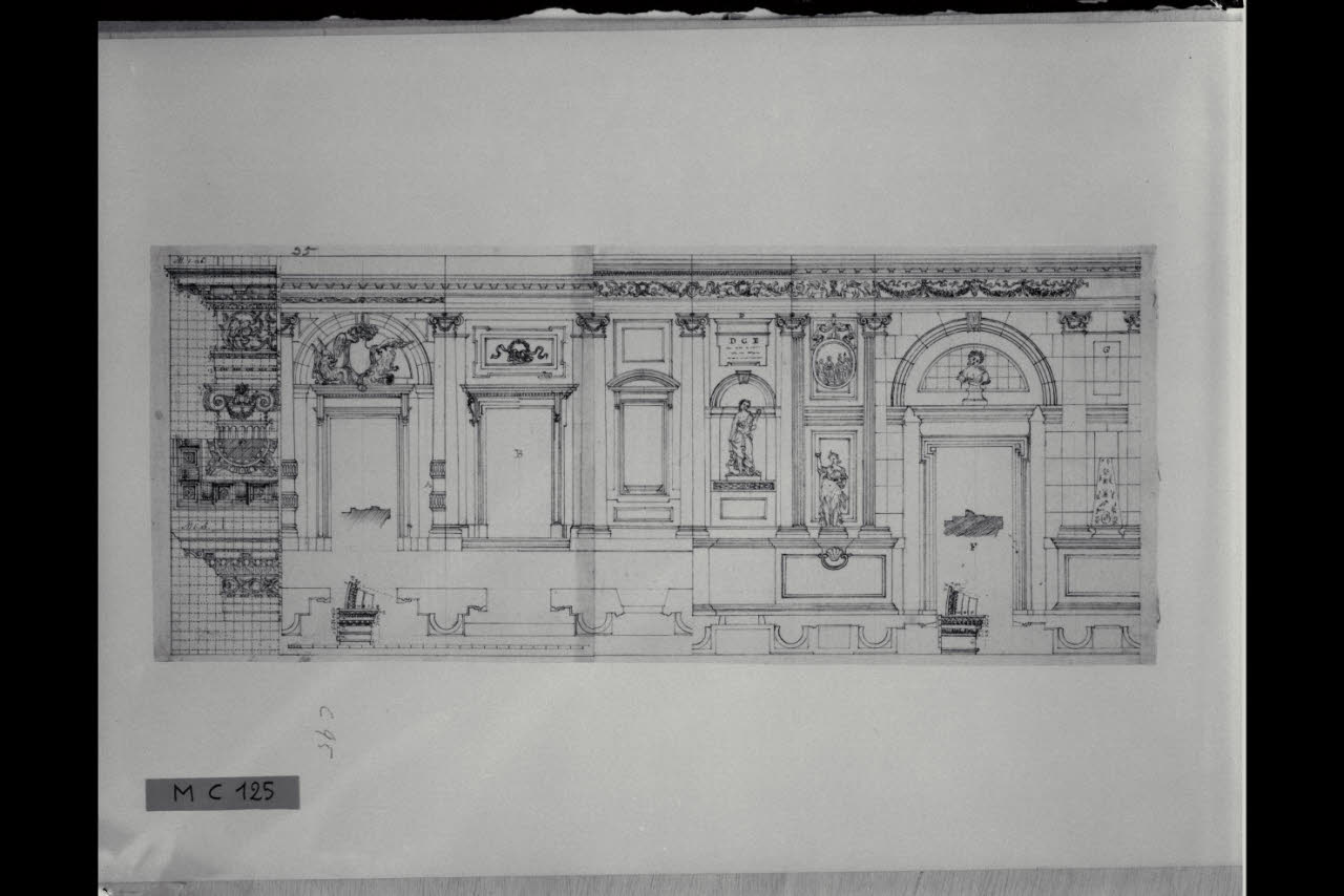Studi di partiti di facciate con sezioni (disegno) di Maggiolini (bottega) (secc. XVIII/ XIX)