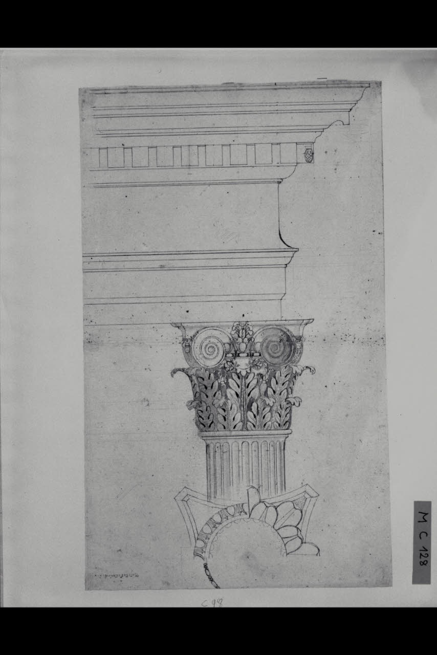 Ordine composito: profilo e sezione (disegno) di Maggiolini (bottega) (secc. XVIII/ XIX)