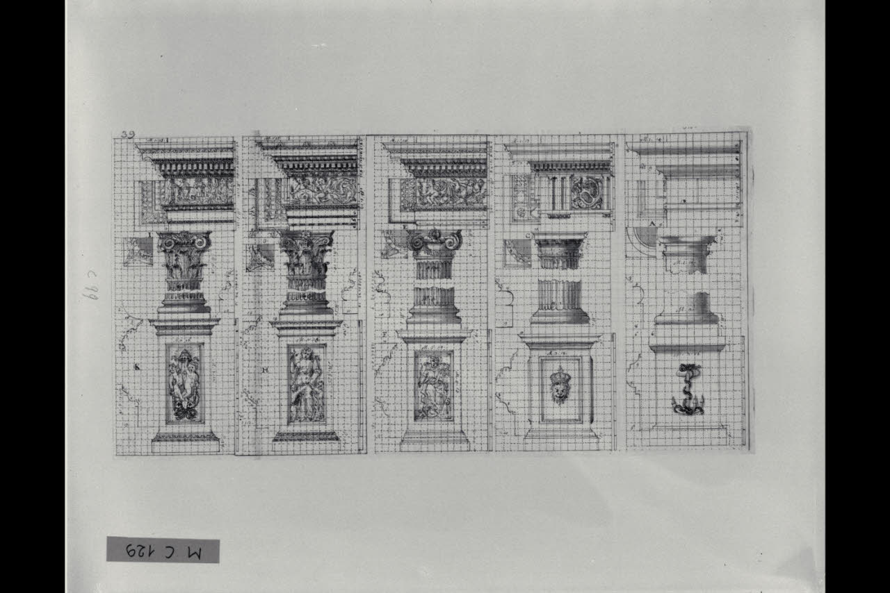 Cinque ordini architettonici (disegno) di Maggiolini (bottega) (secc. XVIII/ XIX)