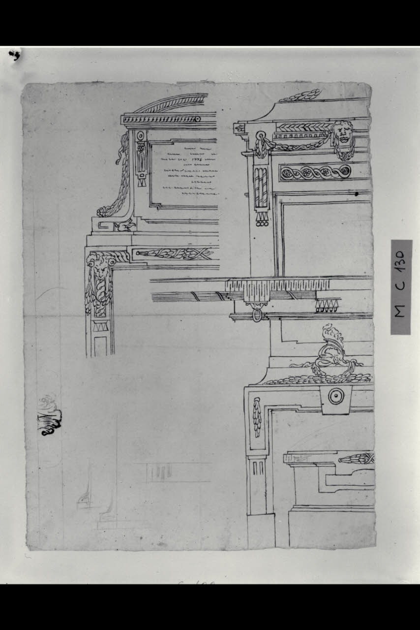 Particolari architettonici e decorativi (architravi e sopraporte) (disegno) di Maggiolini (bottega) (secc. XVIII/ XIX)