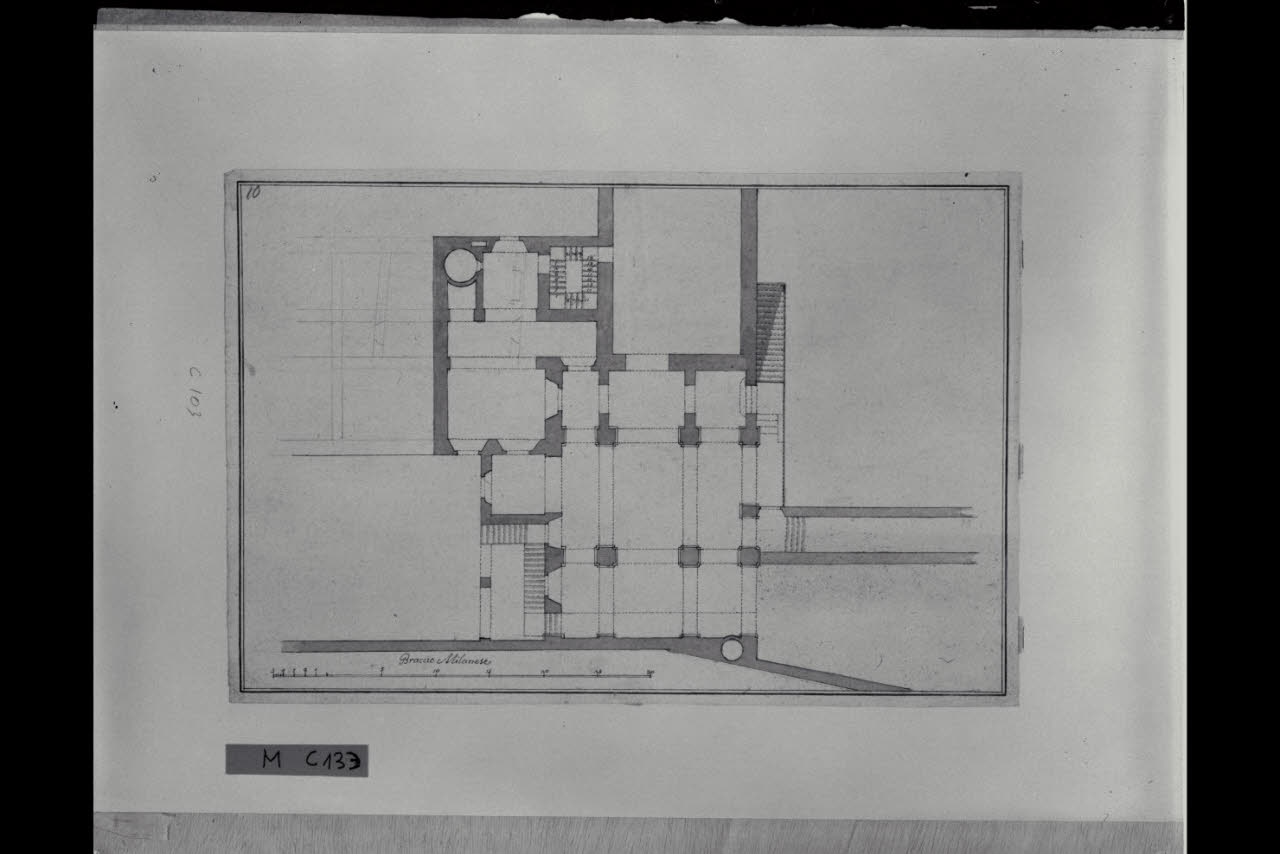 Pianta dei sotterranei di casa Maggiolini (disegno) di Maggiolini (bottega) (secc. XVIII/ XIX)