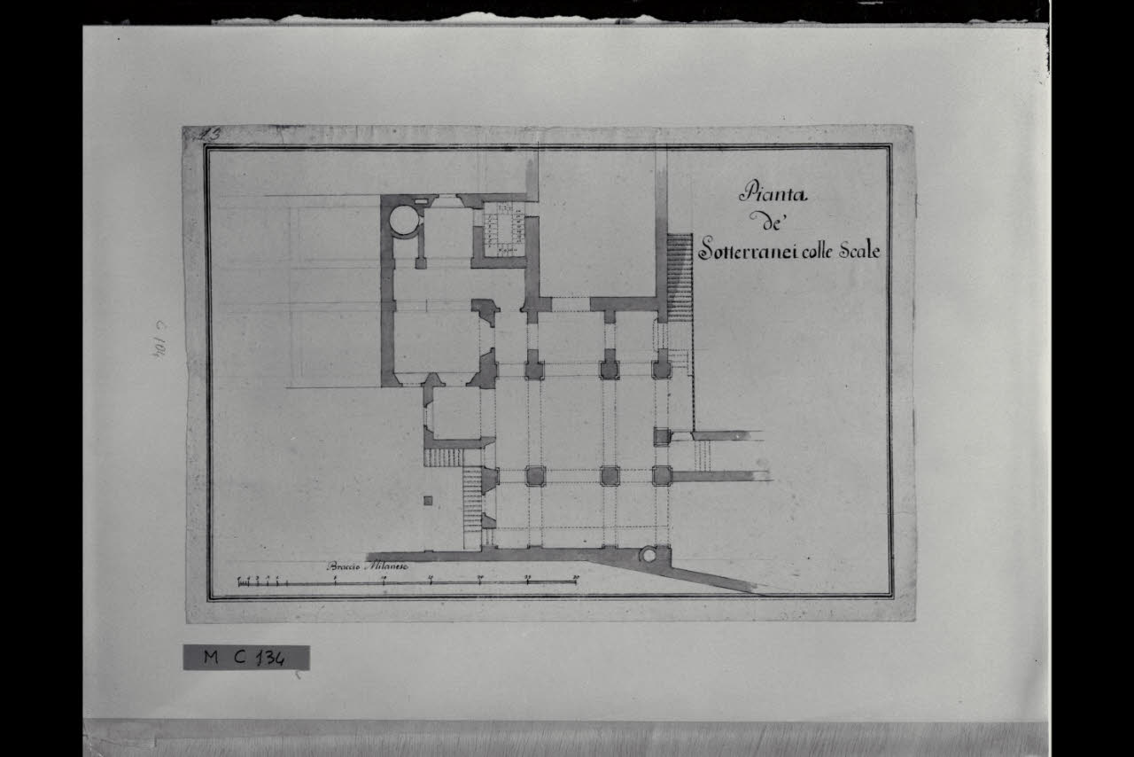 Pianta dei sotterranei di casa Maggiolini (disegno) di Maggiolini (bottega) (secc. XVIII/ XIX)