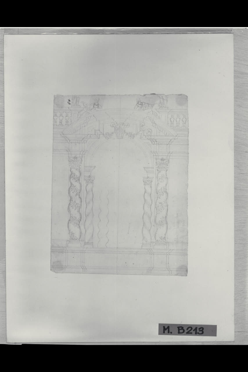 Prospettiva di un portico a colonnine tortili (disegno) di Maggiolini (bottega) (secc. XVIII/ XIX)