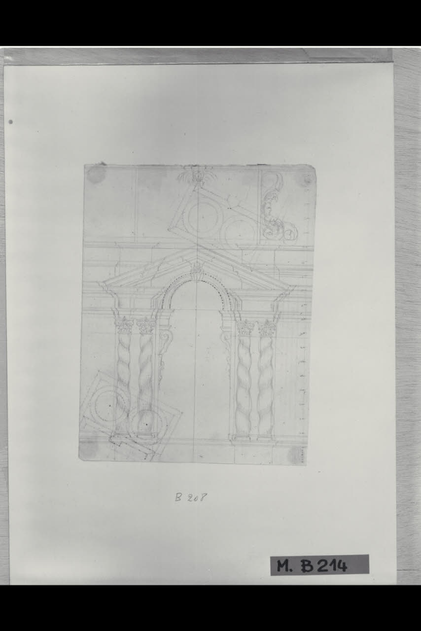 Prospettiva di un portico a colonnine tortili (disegno) di Maggiolini (bottega) (secc. XVIII/ XIX)