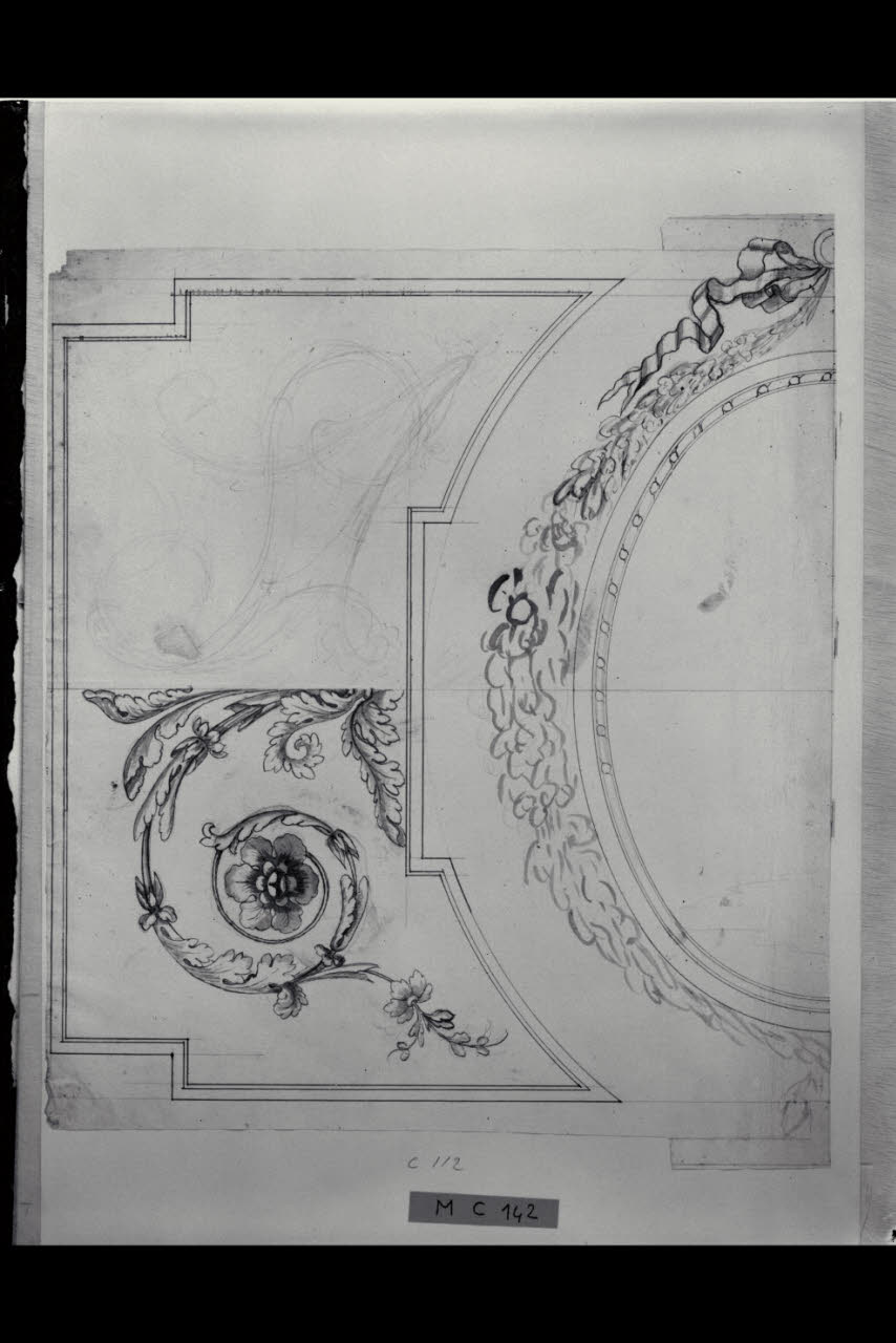 Ornato per la decorazione del fronte di un comò (disegno) di Maggiolini (bottega) (secc. XVIII/ XIX)