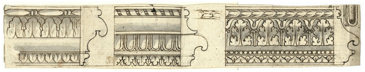 Tre cornici, sezione e fronte (disegno) di Maggiolini (bottega) (secc. XVIII/ XIX)