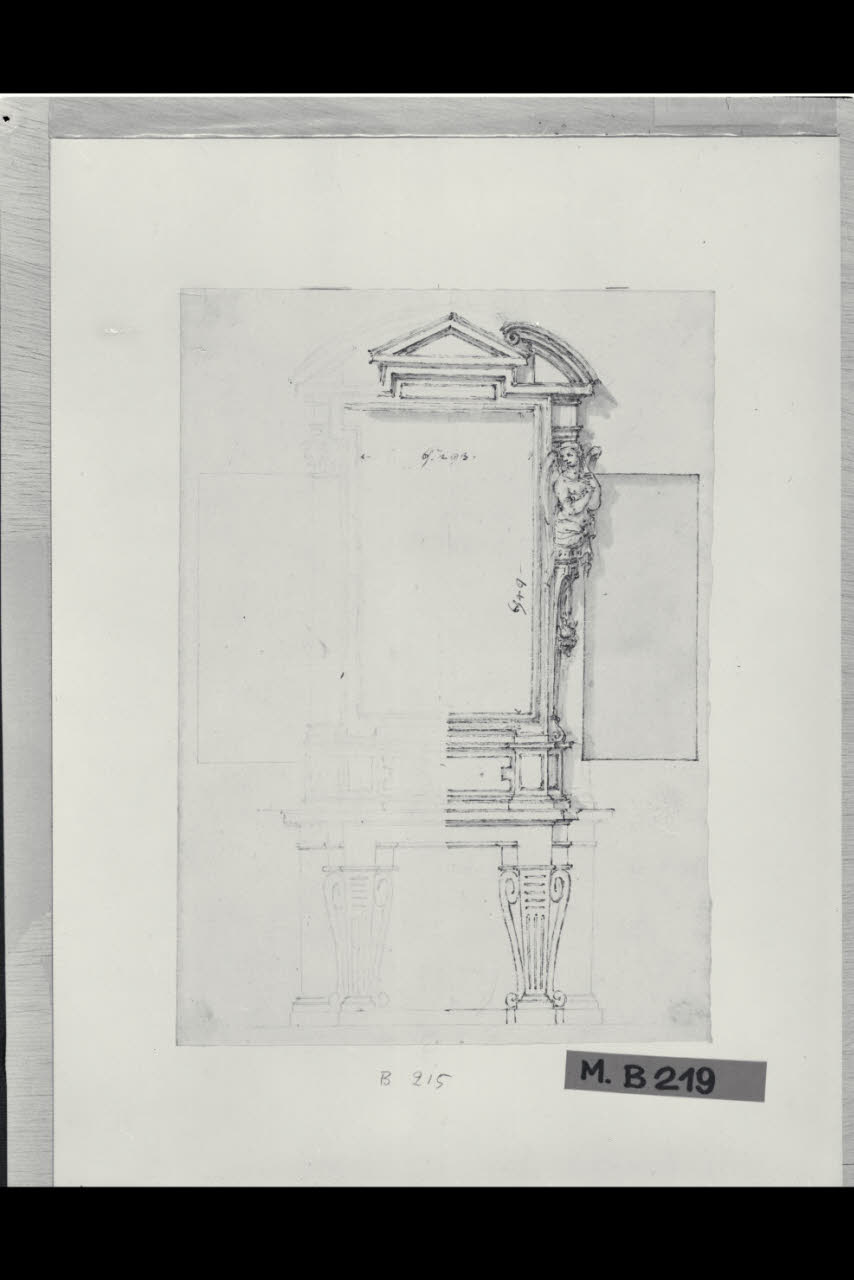 Rilievo quotato di un altare (disegno) di Maggiolini (bottega) (secc. XVIII/ XIX)