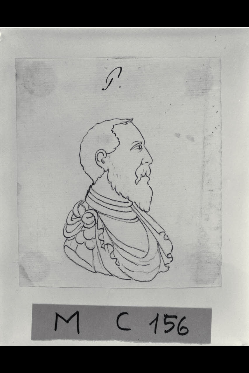 Ritratto maschile a mezzo busto di profilo a destra (disegno) di Maggiolini (bottega) (secc. XVIII/ XIX)