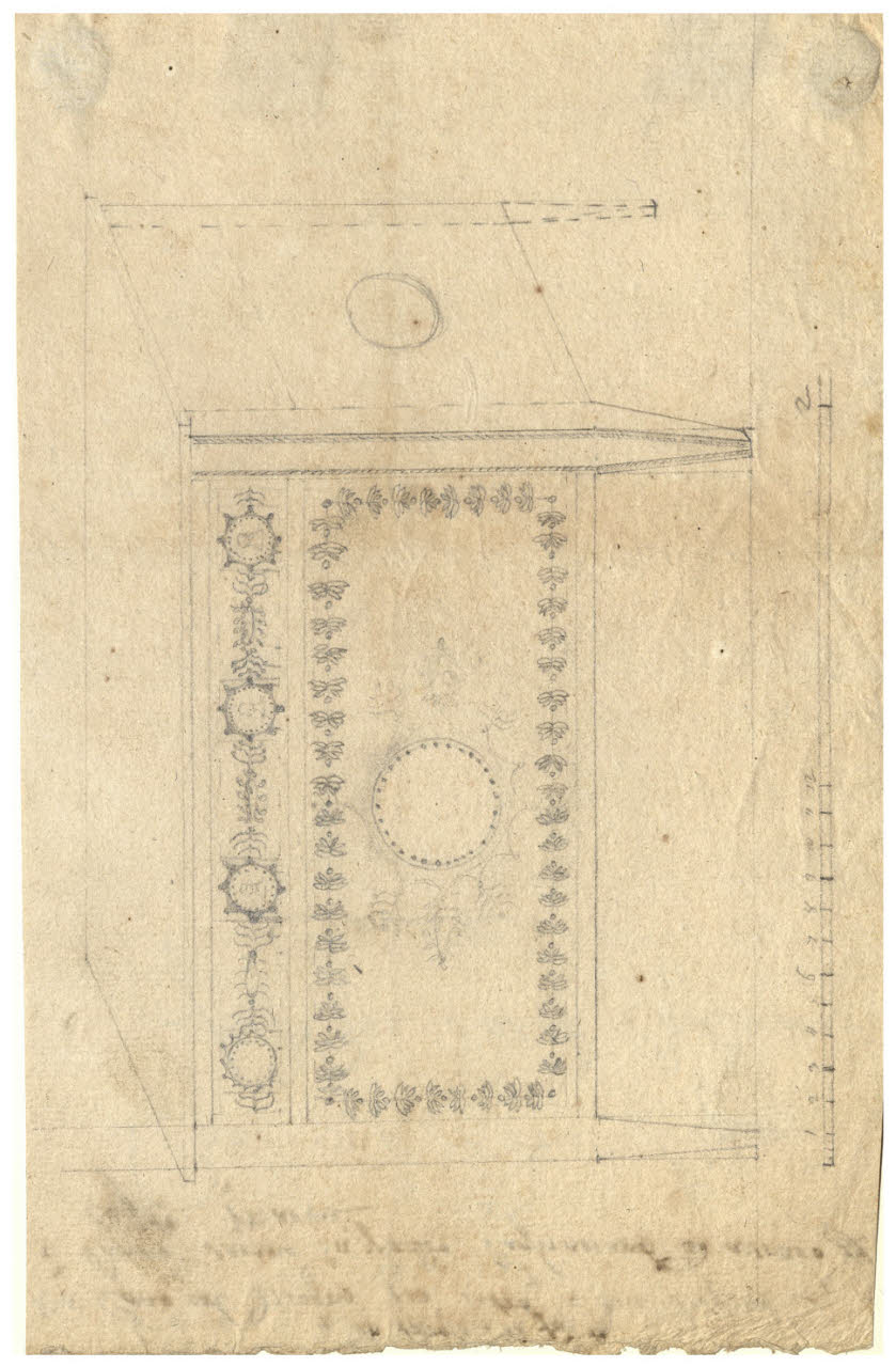 Progetto di comò (disegno) di Maggiolini (bottega) (secc. XVIII/ XIX)