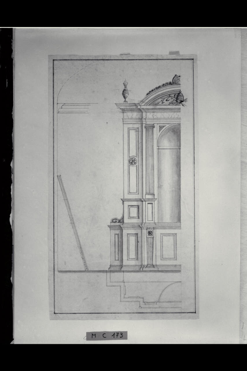 Prospetto e pianta di un'edicola (disegno) di Maggiolini (bottega) (secc. XVIII/ XIX)