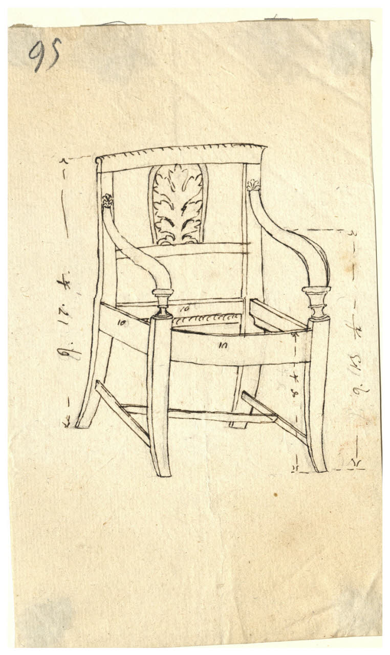 Poltrona (disegno) di Maggiolini (bottega) (secc. XVIII/ XIX)
