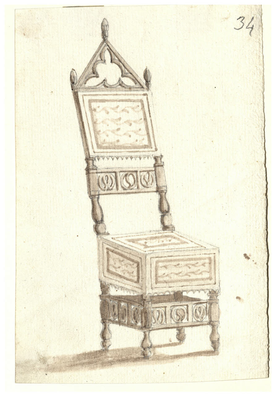 Sedia in stile gotico (disegno) di Maggiolini (bottega) (secc. XVIII/ XIX)
