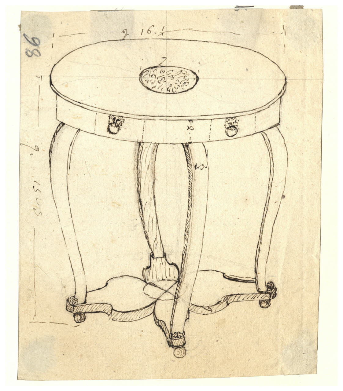 Progetto di tavolo (disegno) di Maggiolini (bottega) (secc. XVIII/ XIX)