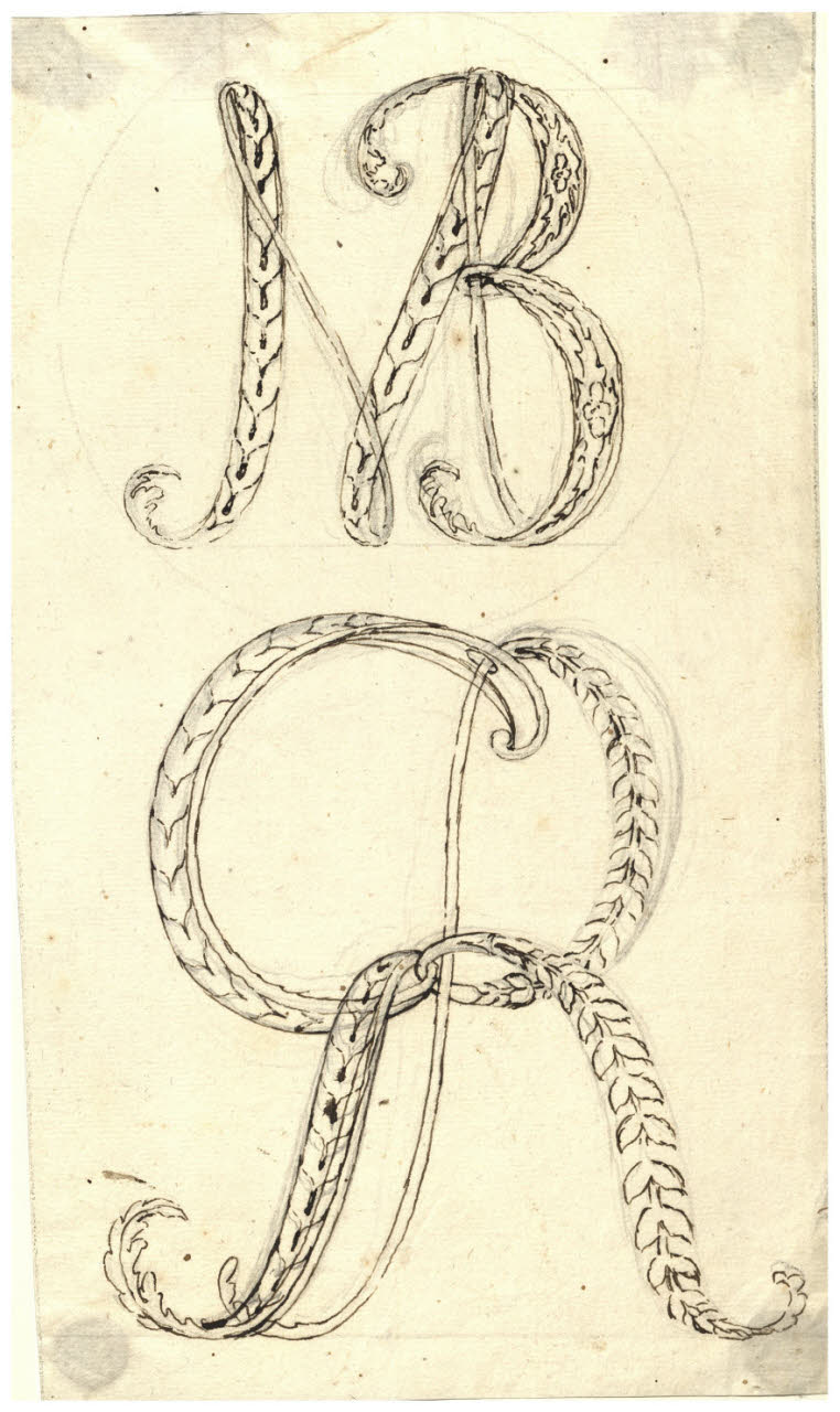 Monogrammi MB e GR (disegno) di Maggiolini (bottega) (secc. XVIII/ XIX)