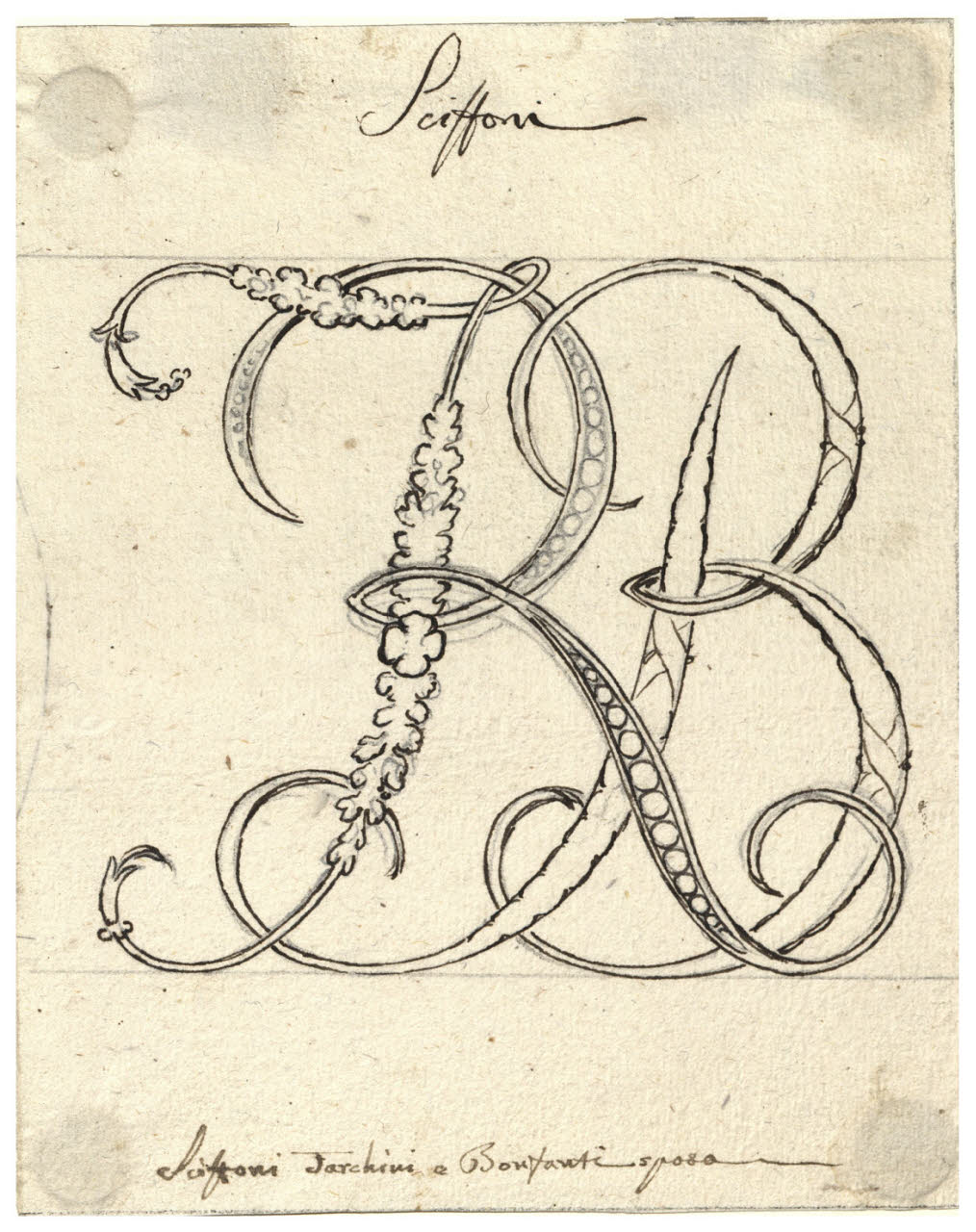 Monogramma TRB (disegno) di Maggiolini (bottega) (secc. XVIII/ XIX)
