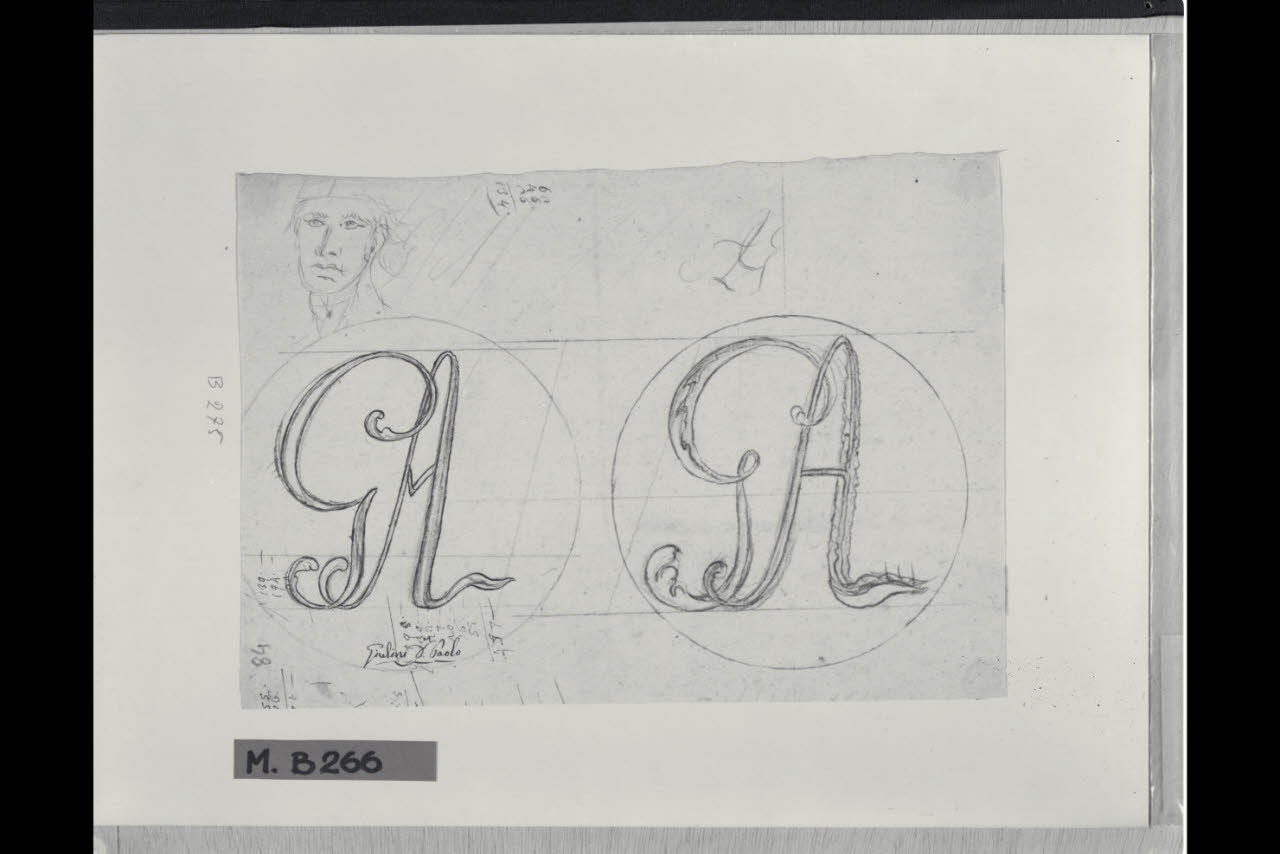 Due monogrammi GA (disegno) di Maggiolini (bottega) (secc. XVIII/ XIX)