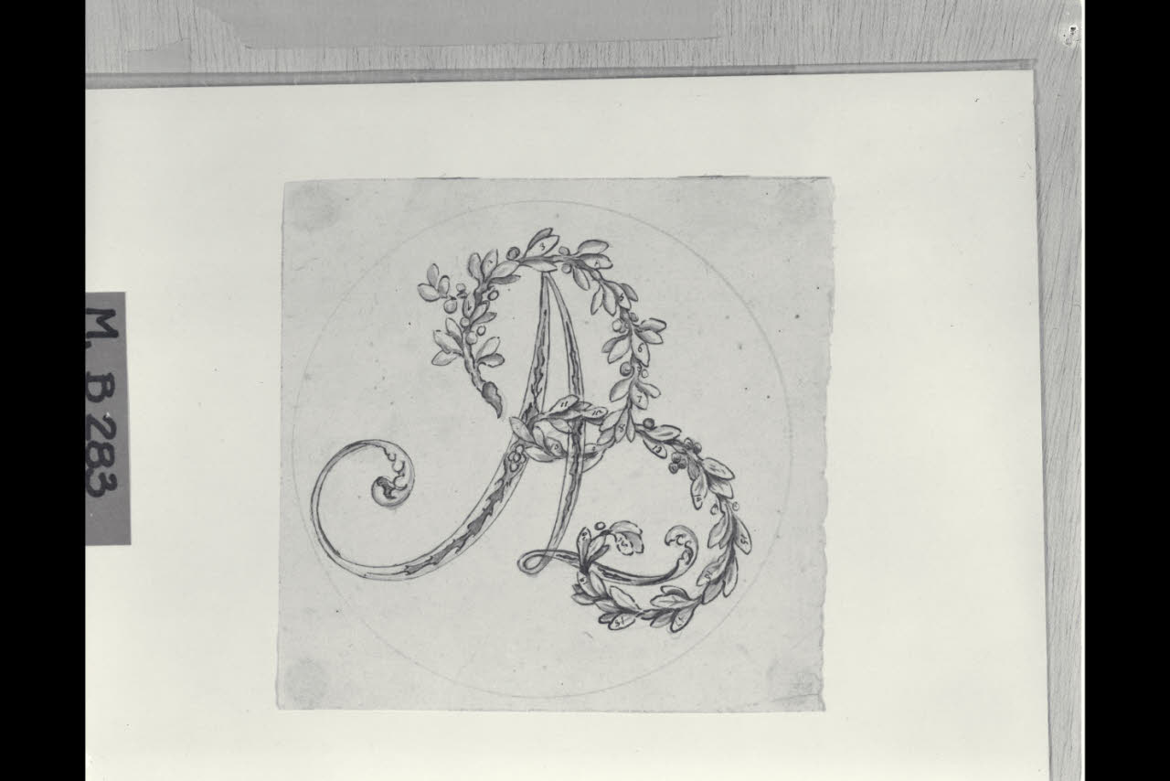 Monogramma AB in un tondo (disegno) di Maggiolini (bottega) (secc. XVIII/ XIX)