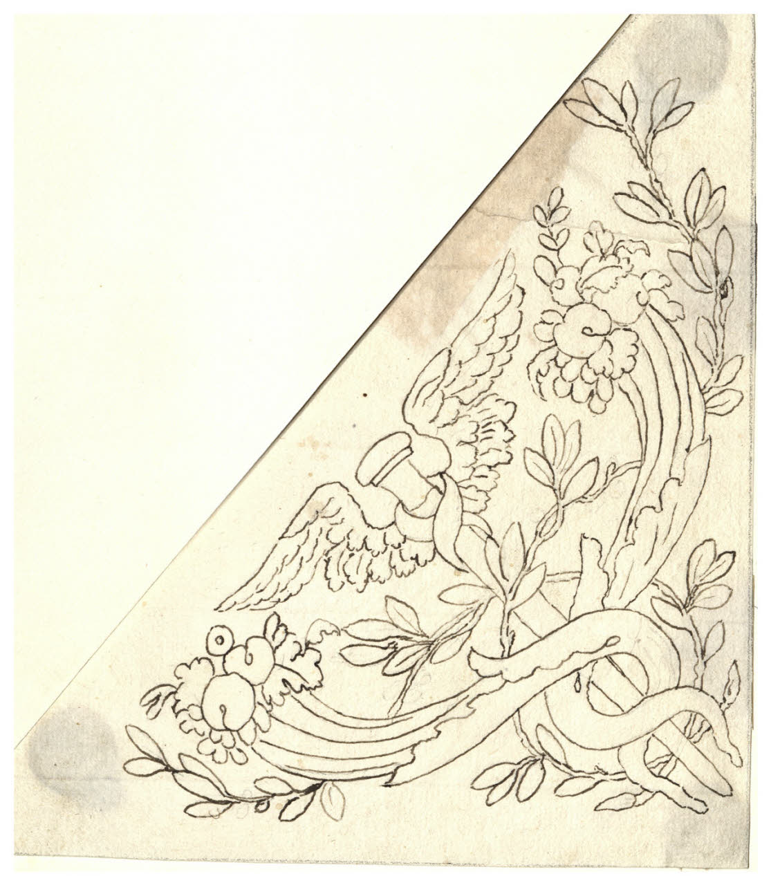 Caduceo con cornucopie (disegno) di Maggiolini (bottega) (secc. XVIII/ XIX)