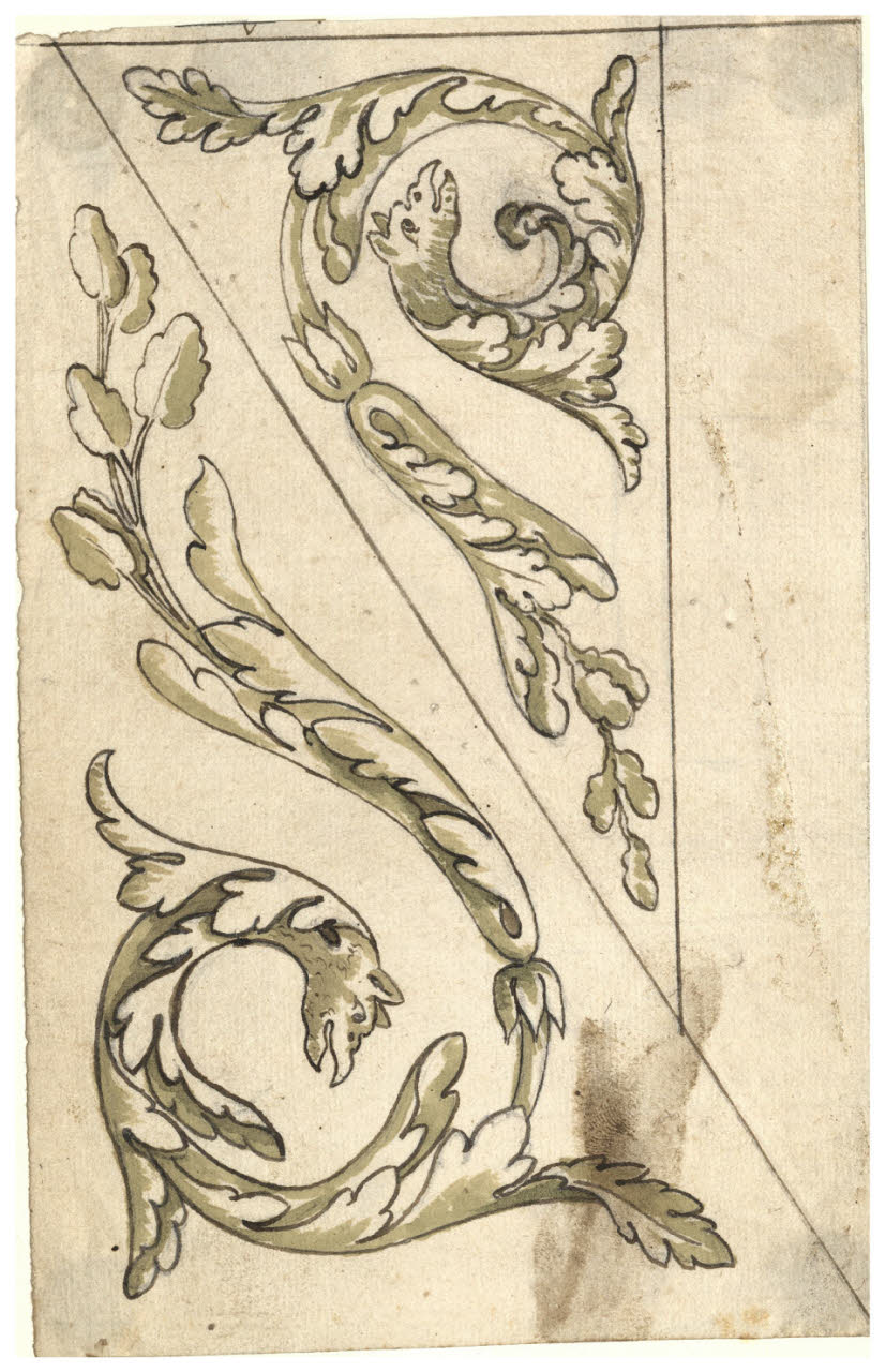 Ornati con grifi e foglie (disegno) di Maggiolini (bottega) (secc. XVIII/ XIX)