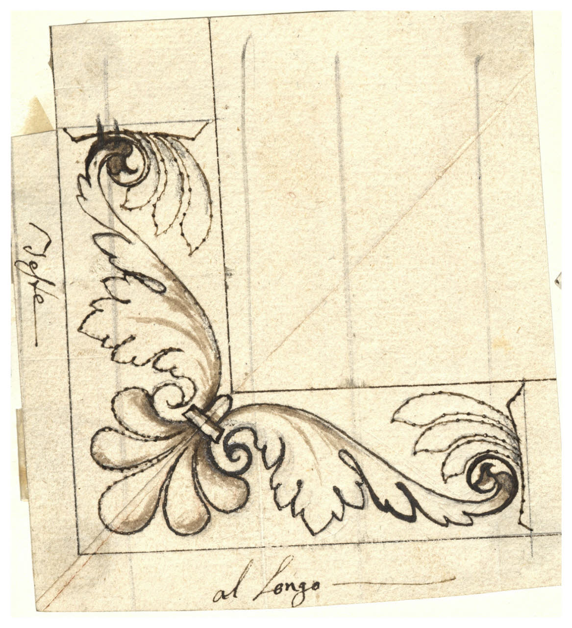 Studio per l'angolo di un fregio (disegno) di Maggiolini (bottega) (secc. XVIII/ XIX)