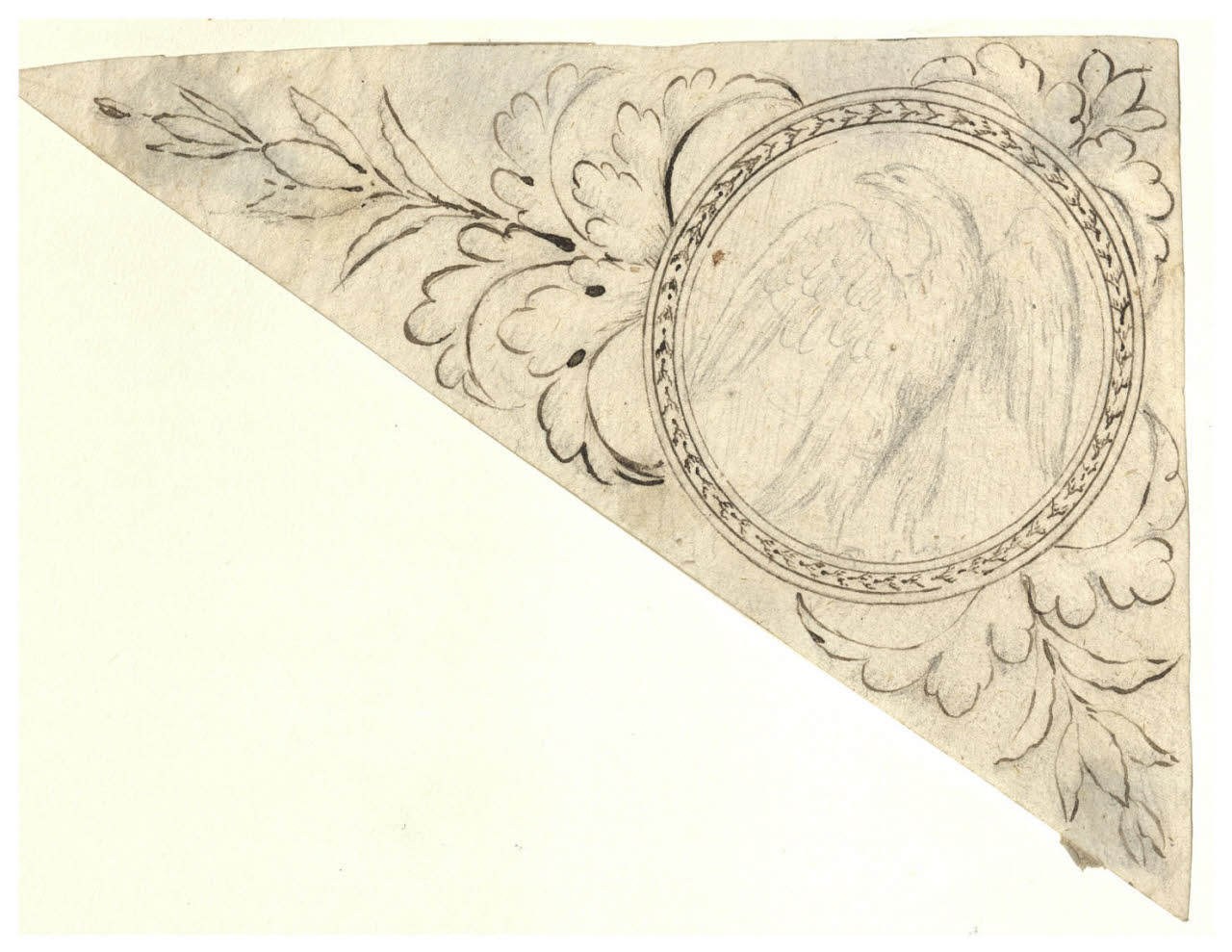Angolo con foglie e aquila (disegno) di Maggiolini (bottega) (secc. XVIII/ XIX)