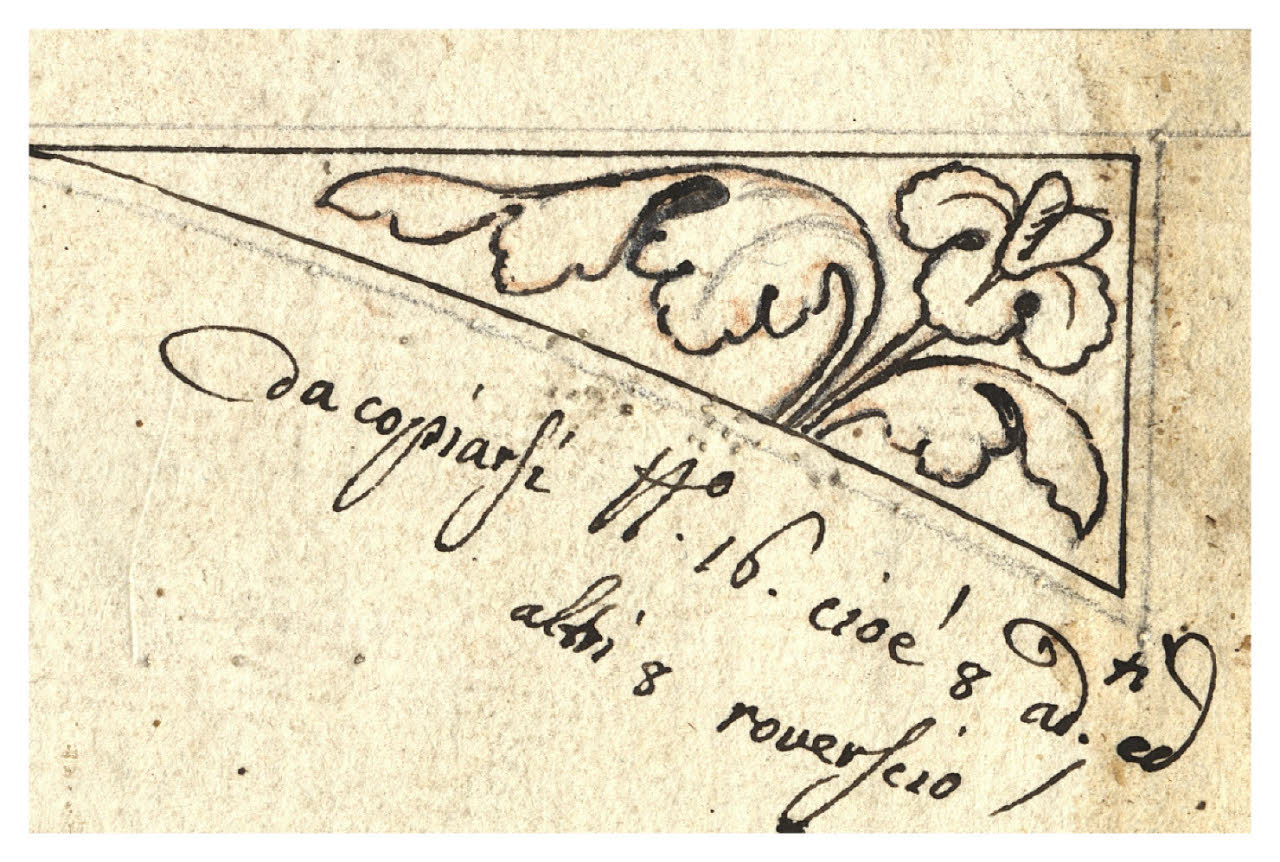 Motivo angolare con fiore (disegno) di Maggiolini (bottega) (secc. XVIII/ XIX)