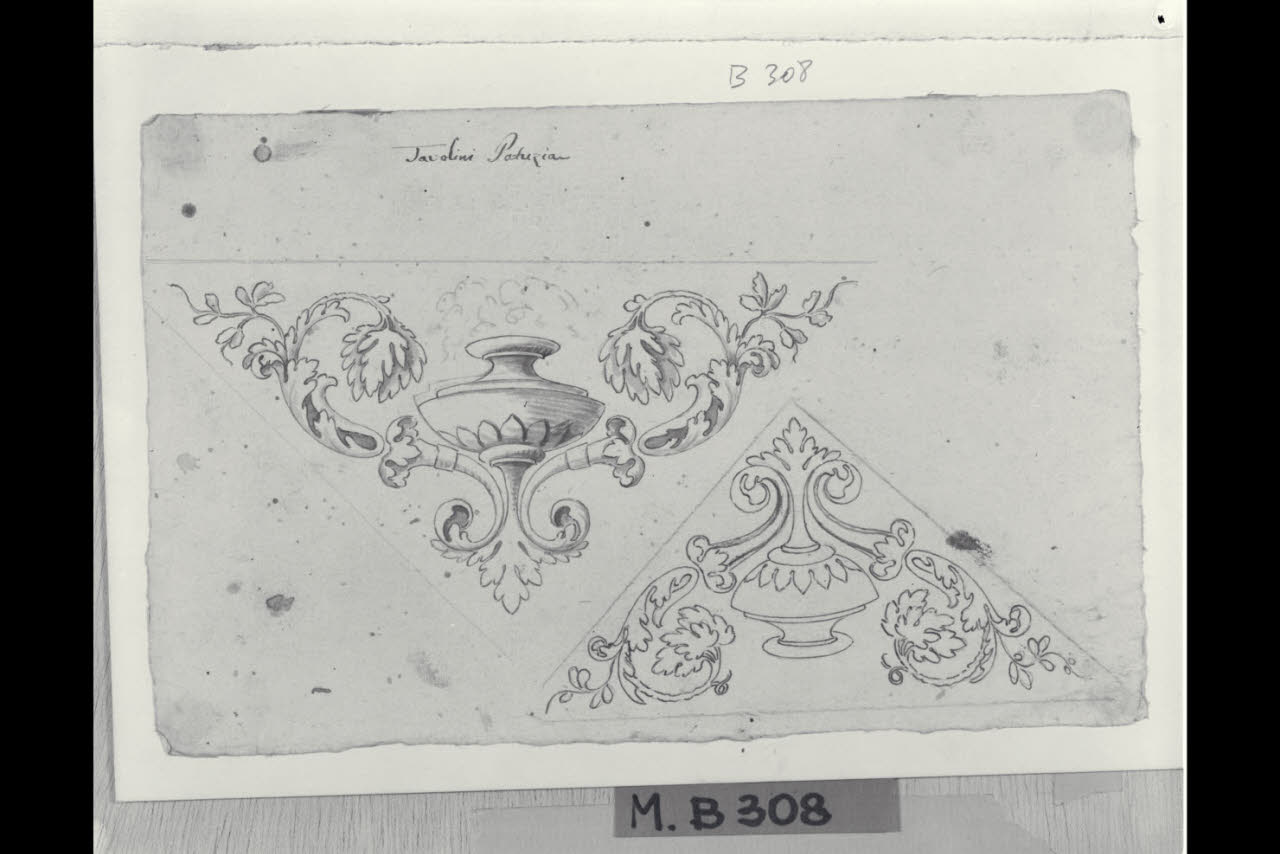 Ornato per angoli di tavolini (disegno) di Maggiolini (bottega) (secc. XVIII/ XIX)