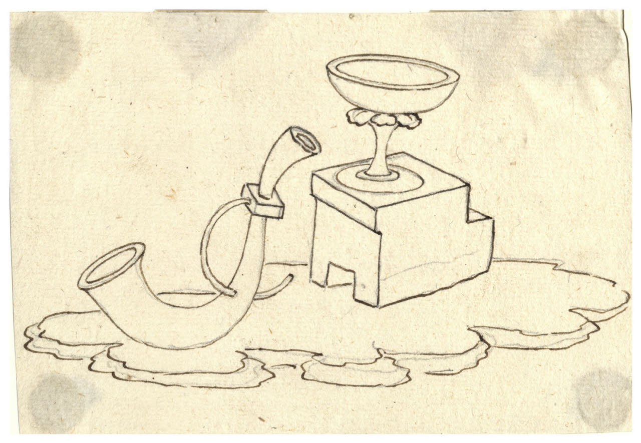 Corno e coppa su una base (disegno) di Maggiolini (bottega) (secc. XVIII/ XIX)