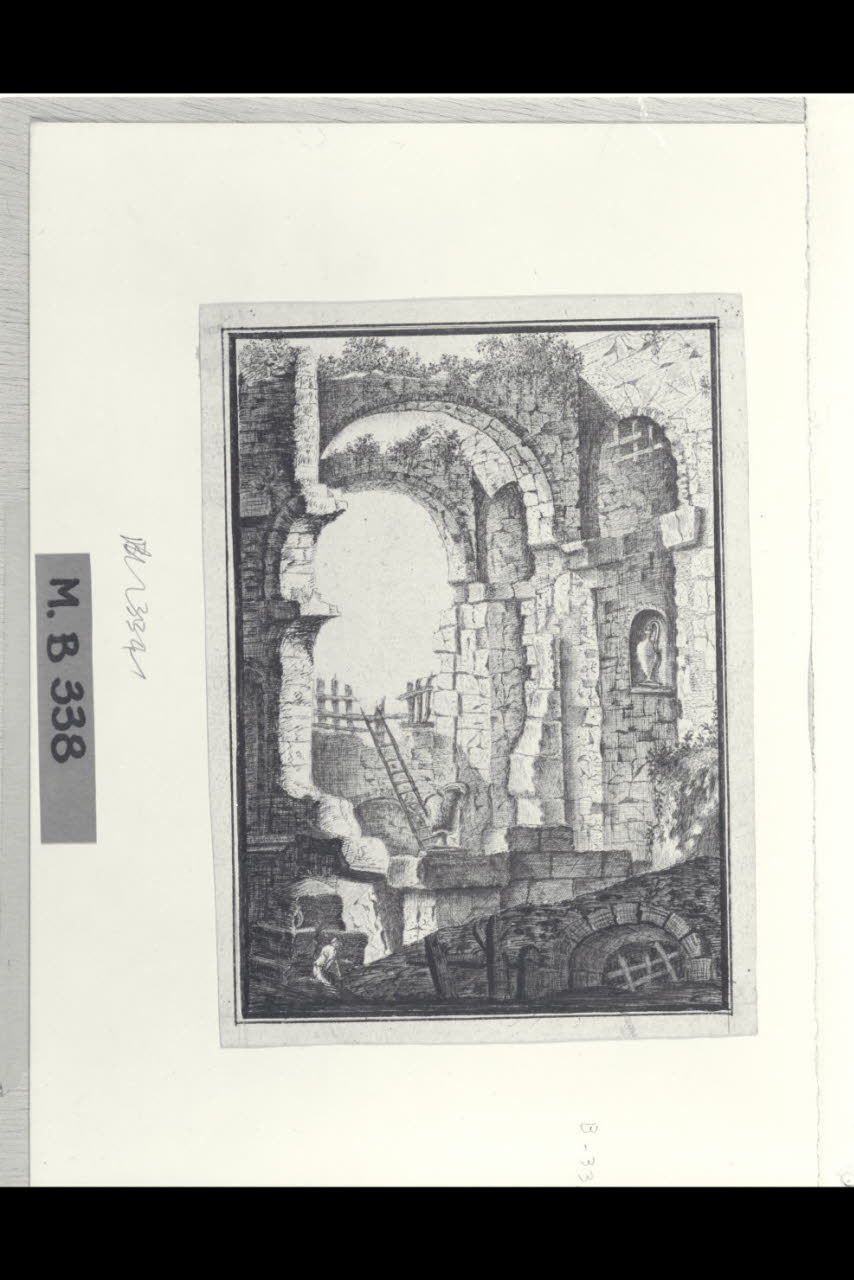 Capriccio con rovine (disegno) di Maggiolini (bottega) (secc. XVIII/ XIX)
