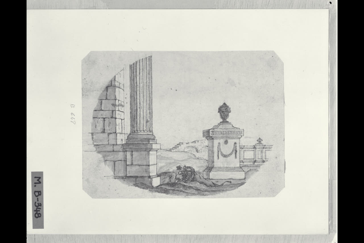Capriccio architettonico con rovine (disegno) di Maggiolini (bottega) (secc. XVIII/ XIX)