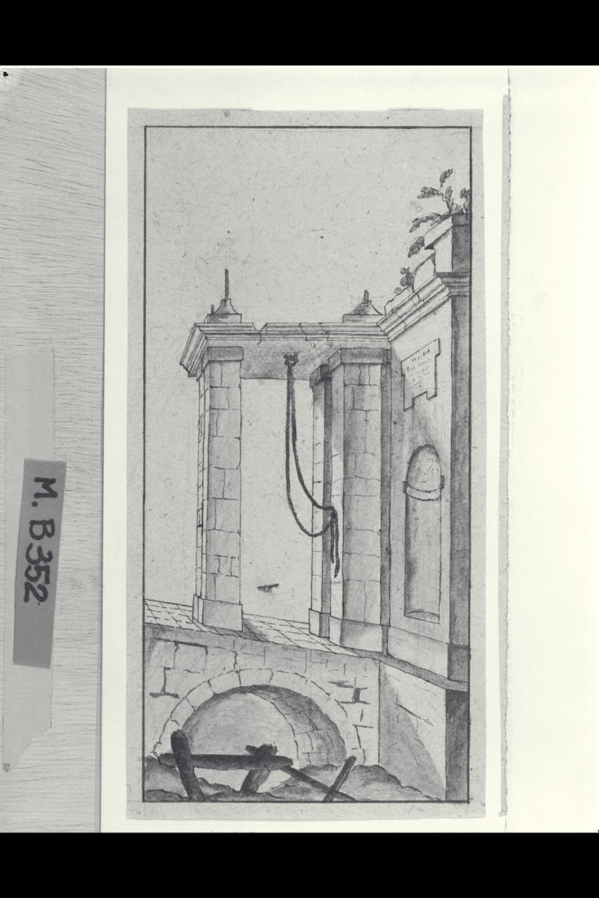 Capriccio architettonico con rovine (disegno) di Maggiolini (bottega) (secc. XVIII/ XIX)