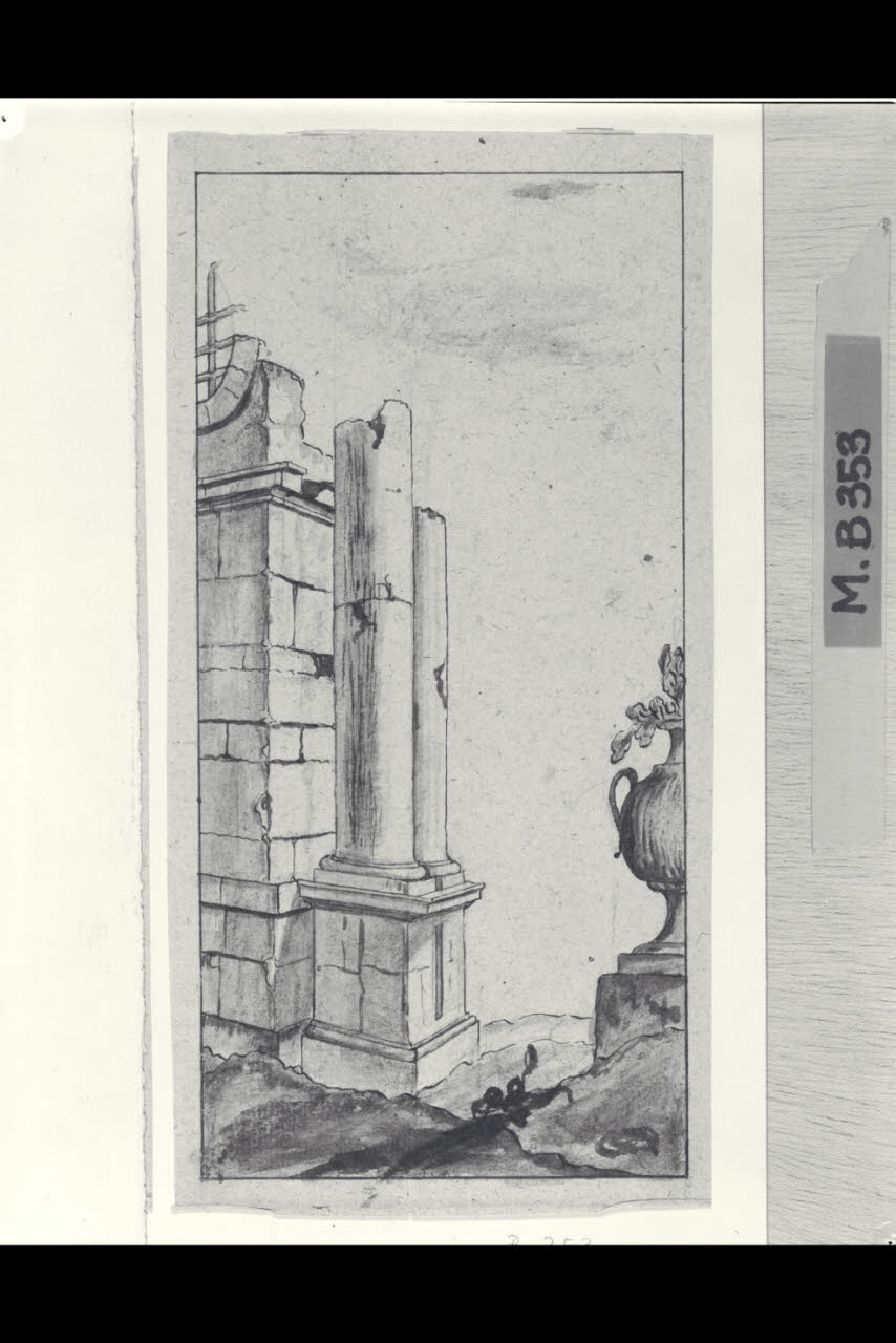 Capriccio architettonico con rovine (disegno) di Maggiolini (bottega) (secc. XVIII/ XIX)