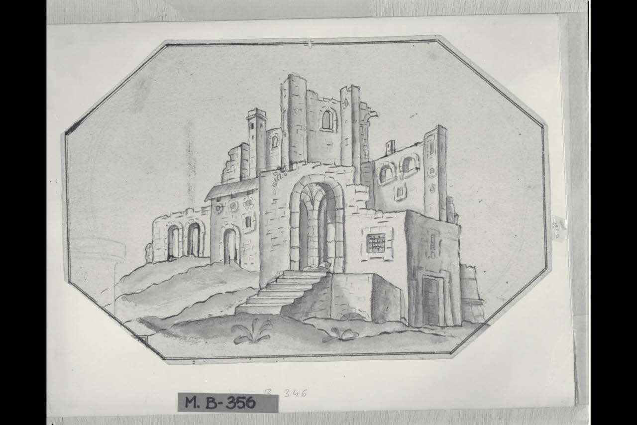 Capriccio con ruderi (disegno) di Maggiolini (bottega) (secc. XVIII/ XIX)