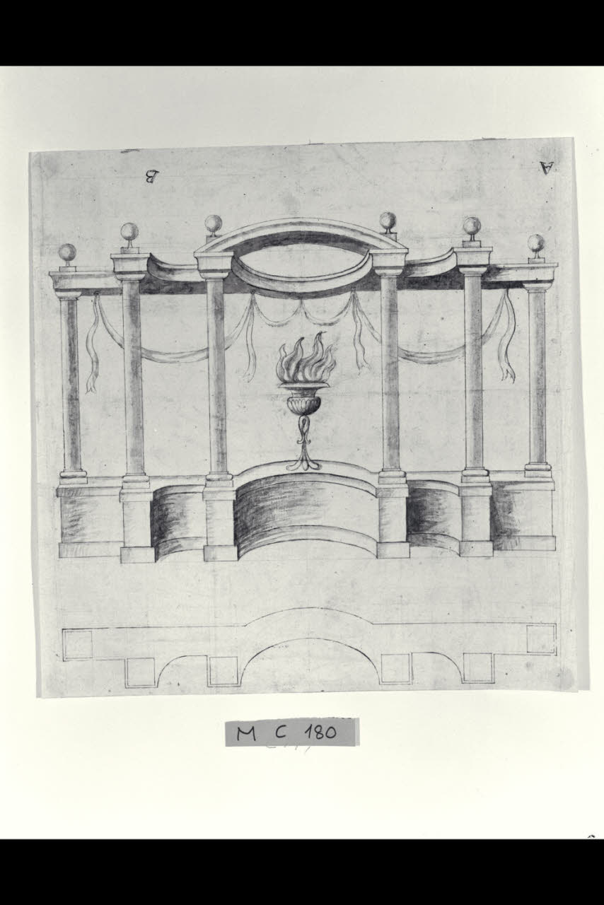 Decorazione architettonica all'antica (disegno) di Maggiolini (bottega) (secc. XVIII/ XIX)