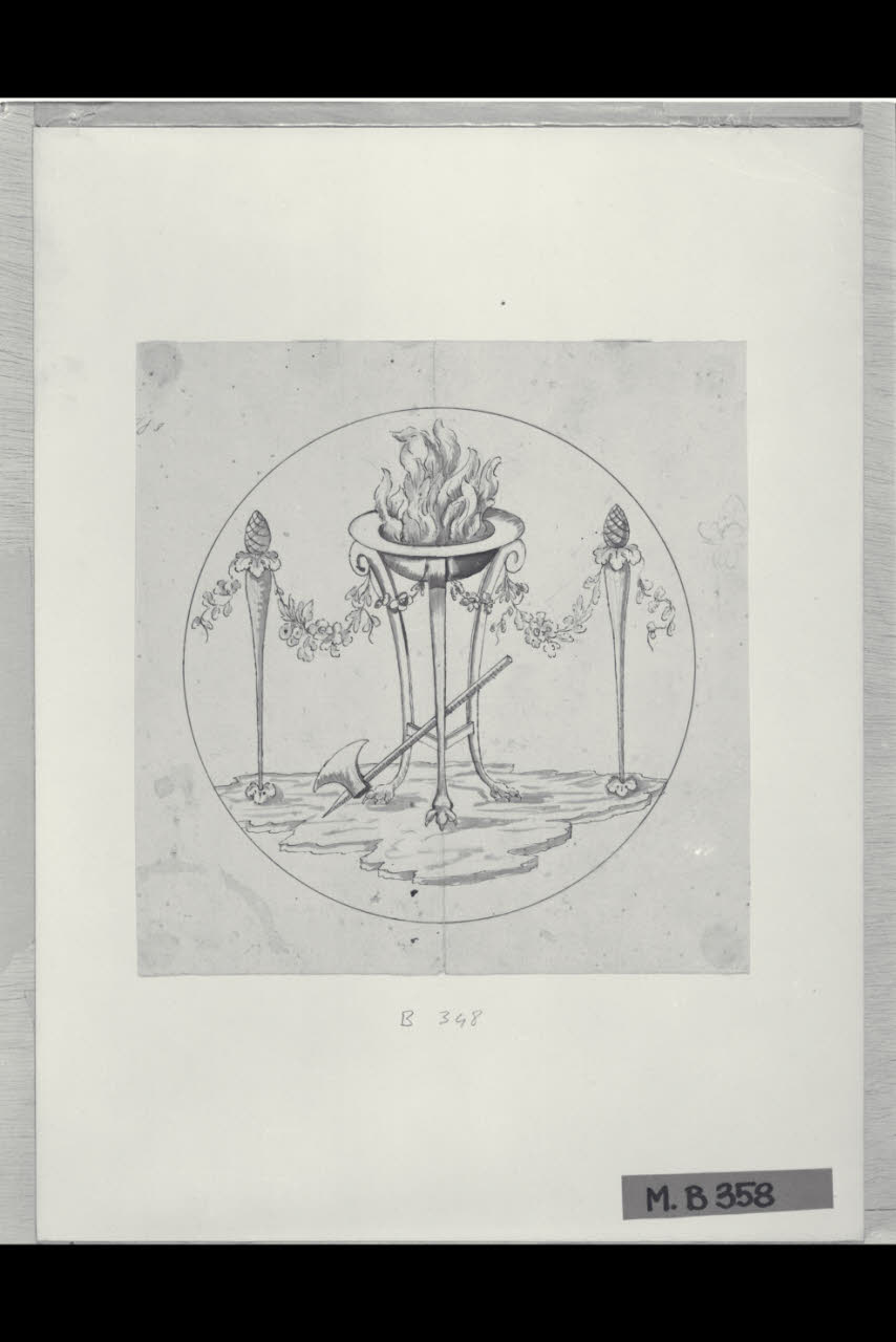 Tripode all'antica con ghirlande (disegno) di Maggiolini (bottega) (secc. XVIII/ XIX)