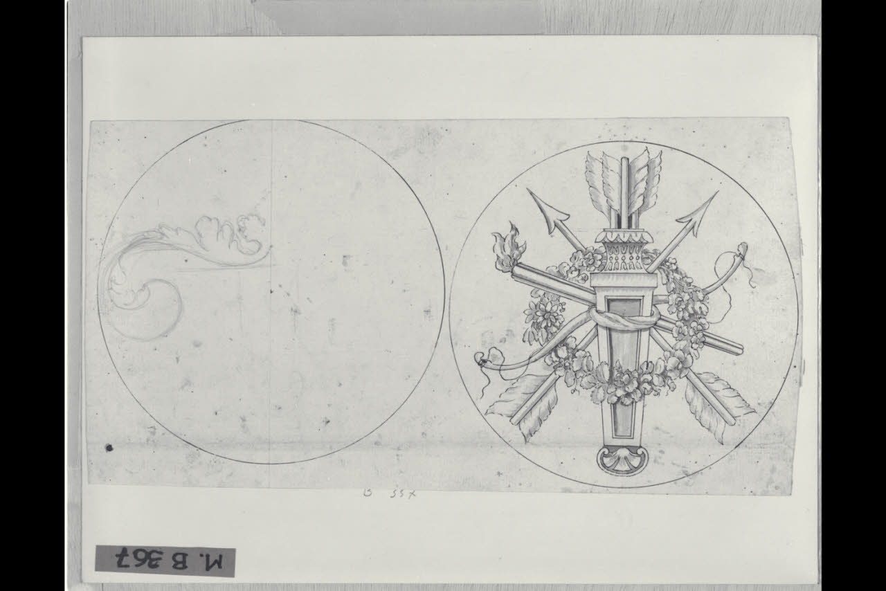 Trofeo allegorico dell'Amore (disegno) di Maggiolini (bottega) (secc. XVIII/ XIX)