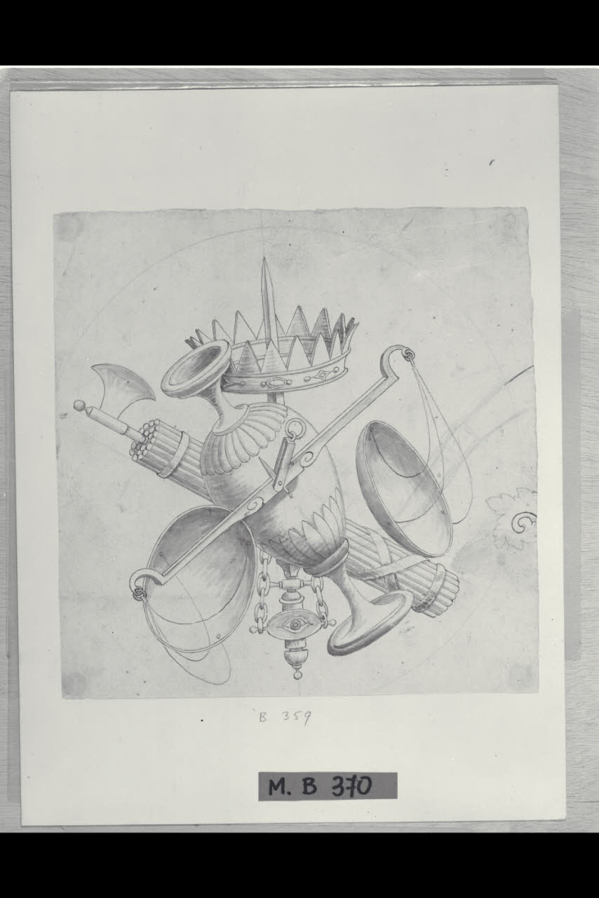 Trofeo allegorico della Giustizia (disegno) di Maggiolini (bottega) (secc. XVIII/ XIX)
