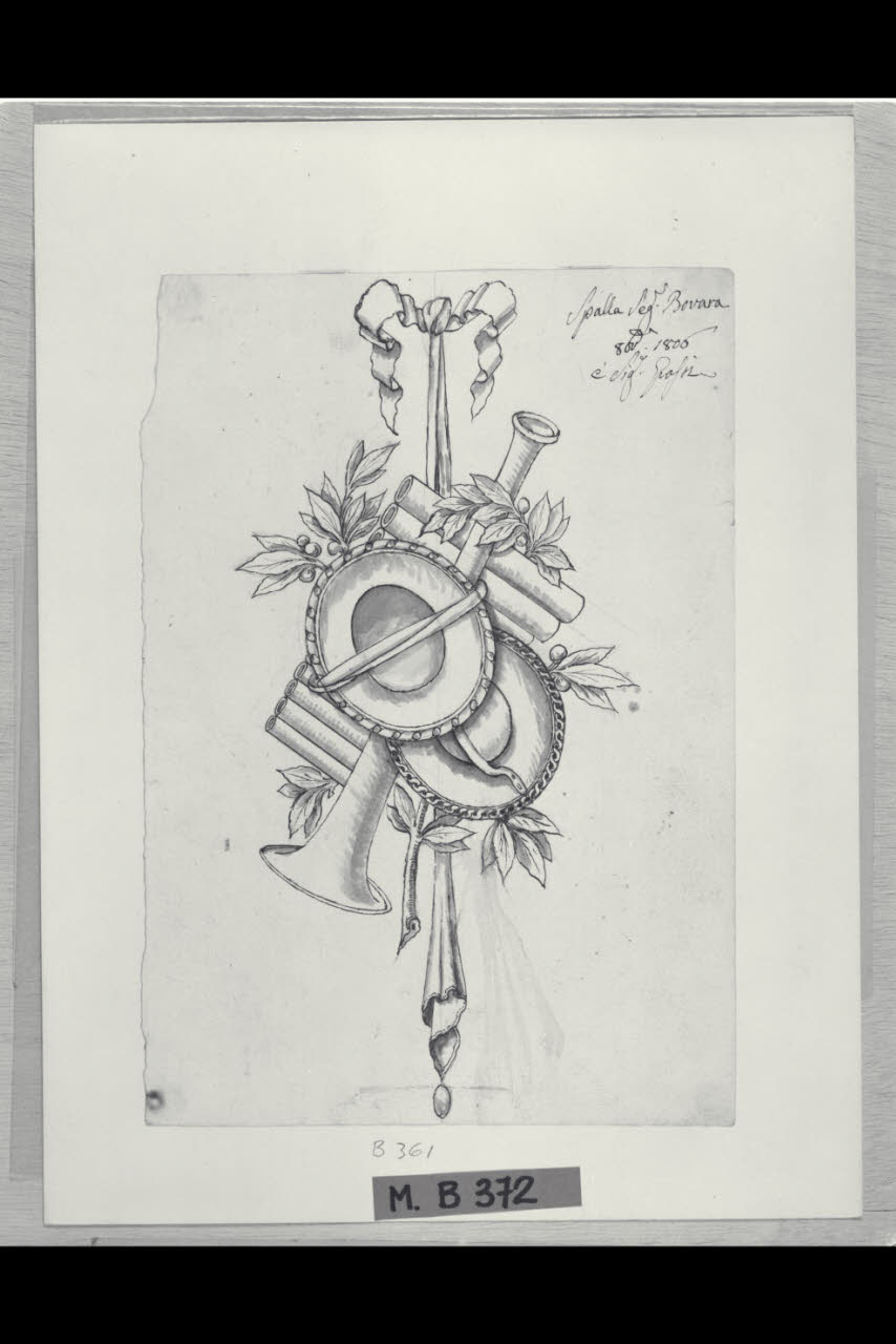 Trofeo musicale (disegno) di Maggiolini (bottega) (sec. XIX)